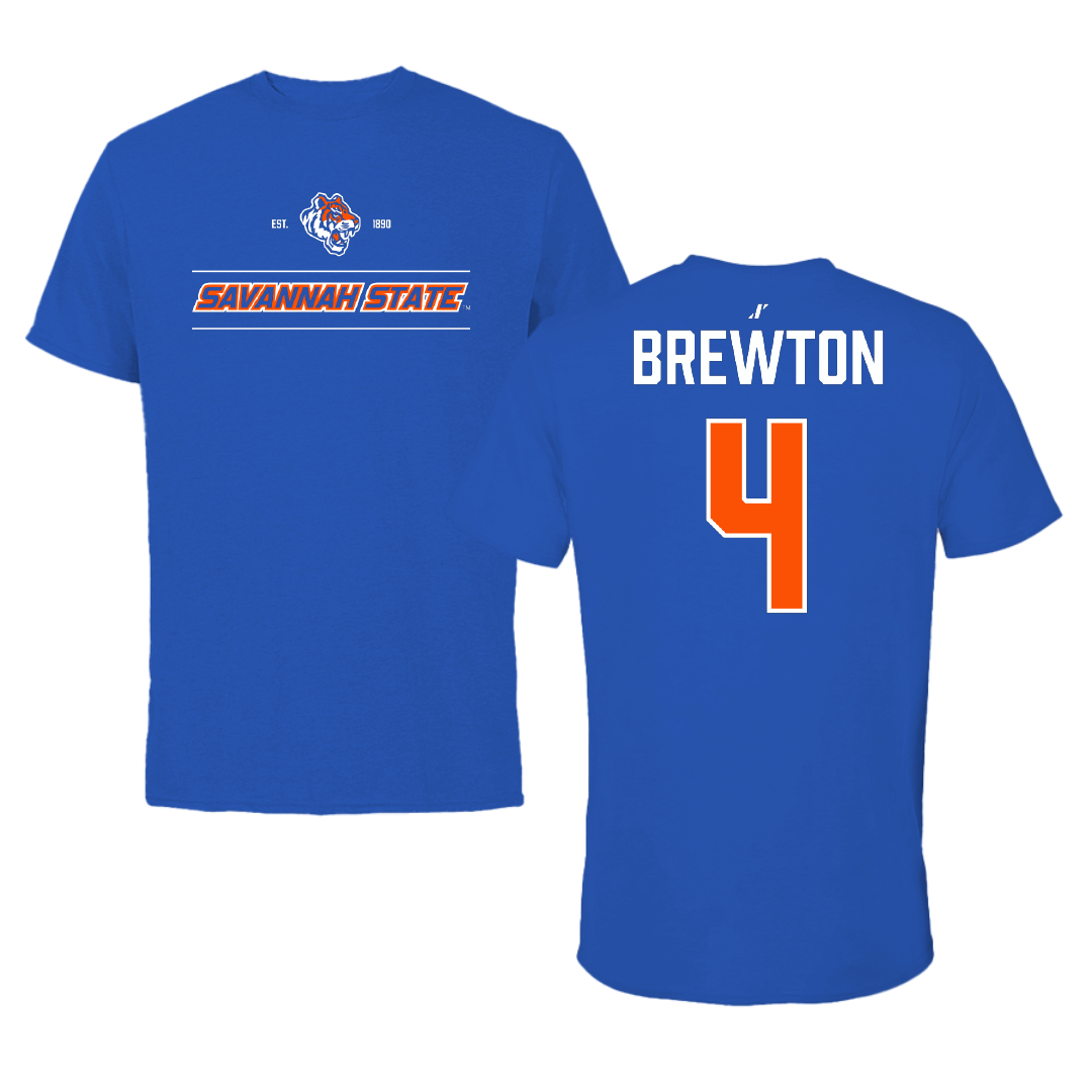 Savannah State University Football Blue General Performance Tee - #4 Tavare Brewton