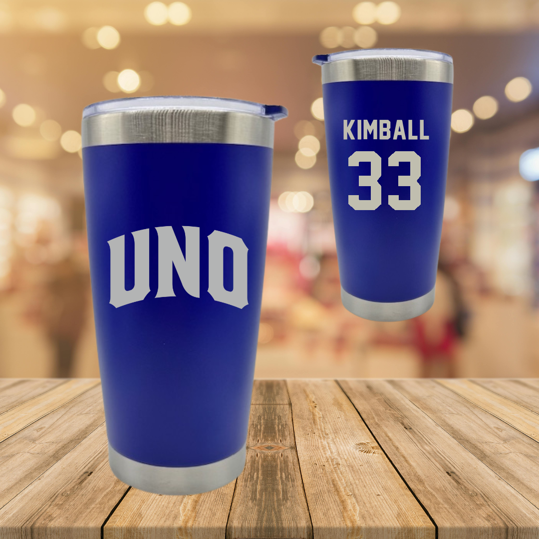 University of New Orleans Baseball Blue Stainless Steel Tumbler - #33 Carson Kimball