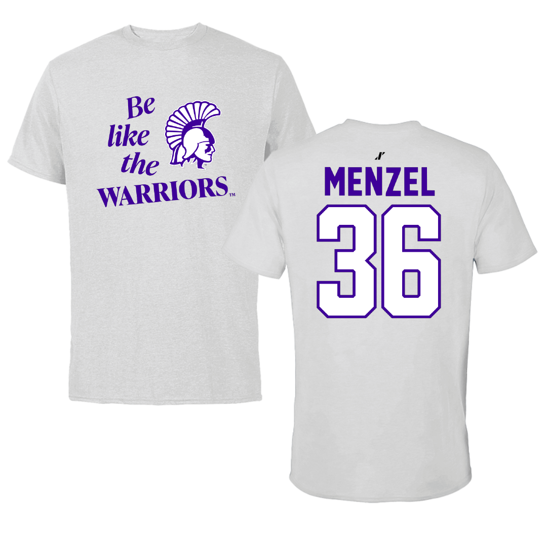 Winona State University Baseball Light Gray Be Like Us Performance Tee - #36 Sean Menzel