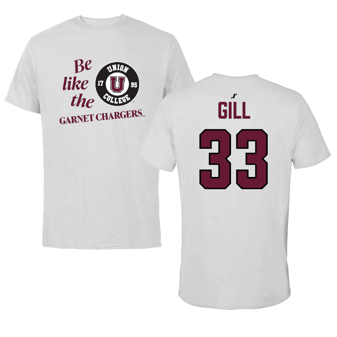 Union College Basketball Light Gray Be Like Us Tee - #33 Aiden Gill