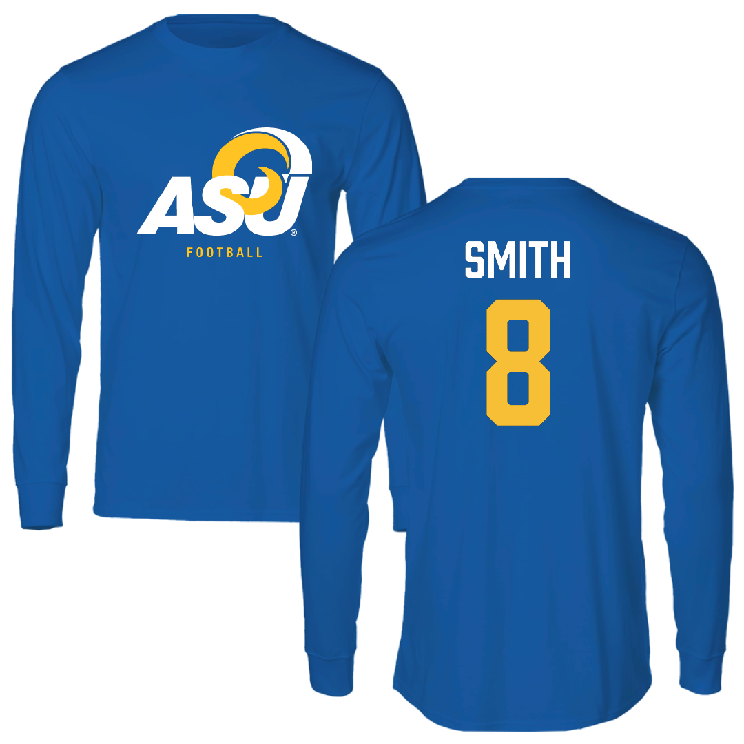 Angelo State University Football Blue Performance Long Sleeve - #8 Kaeden Smith