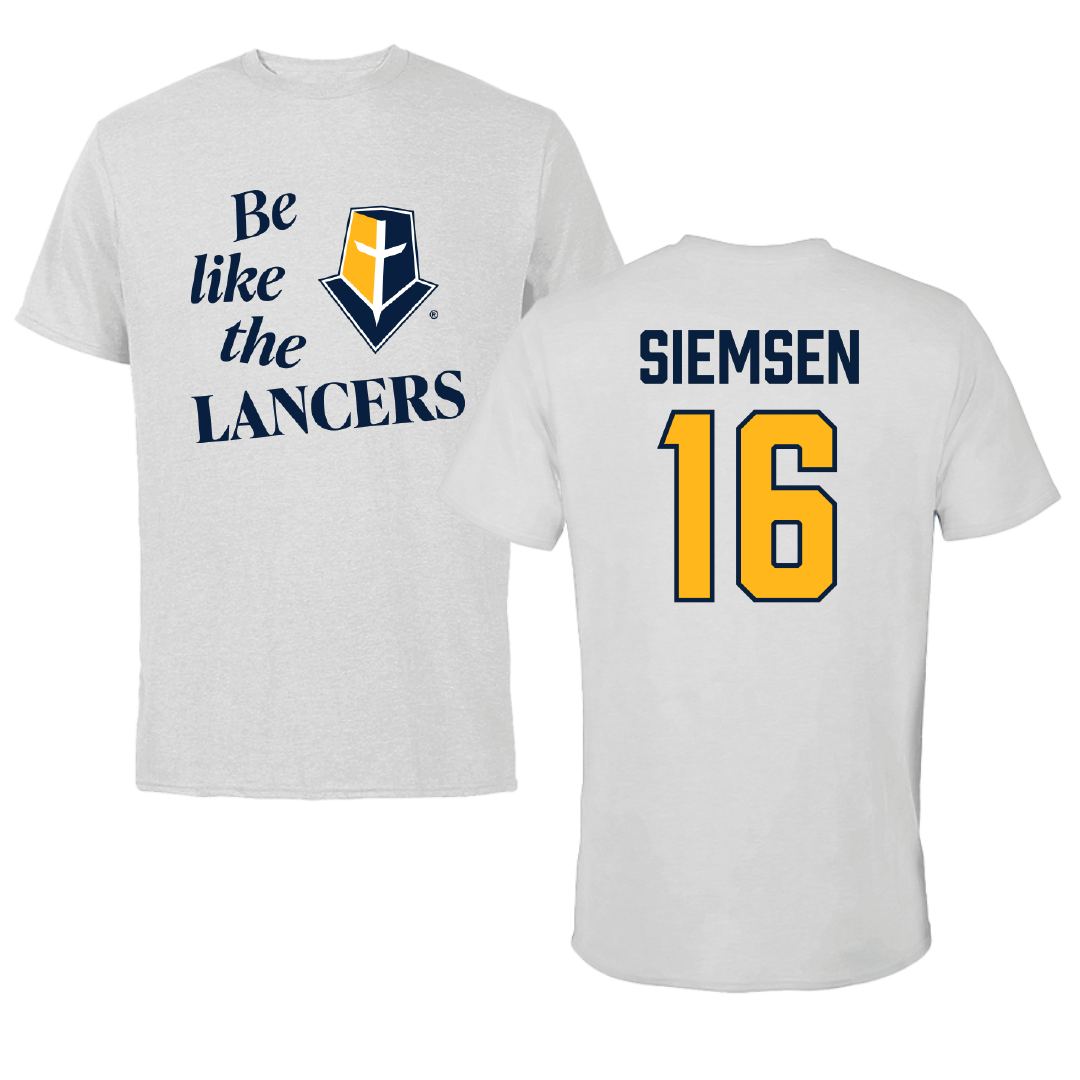 Mount Marty University Baseball Light Gray Be Like Us Performance Tee - #16 Garrett Siemsen