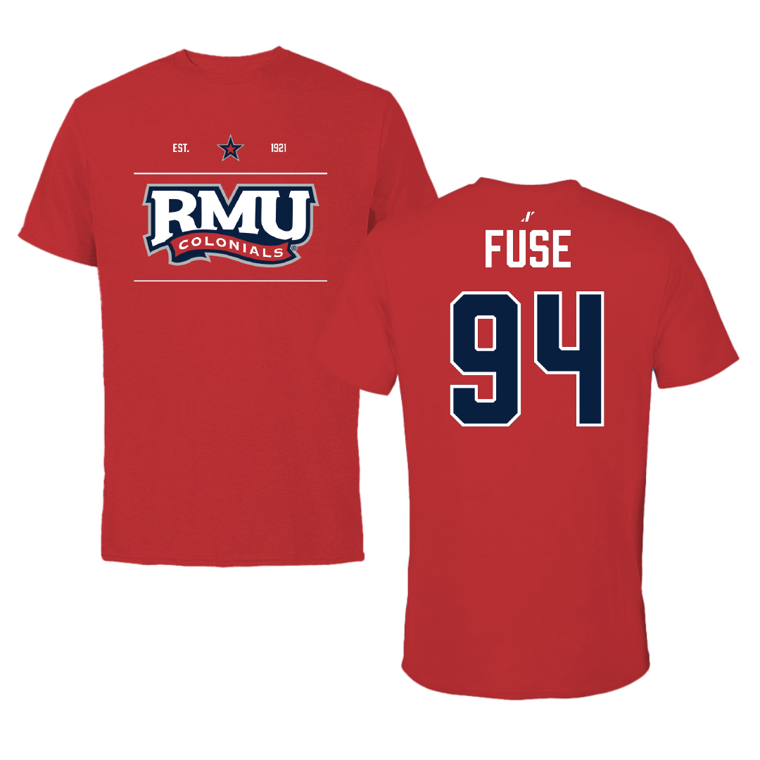 Robert Morris University Football Red General Tee - #94 Semaj Fuse
