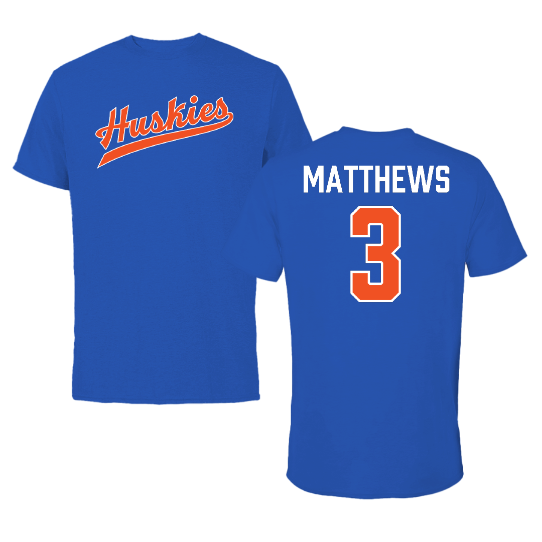Houston Christian University Baseball True Royal Tee - #3 Caleb Matthews