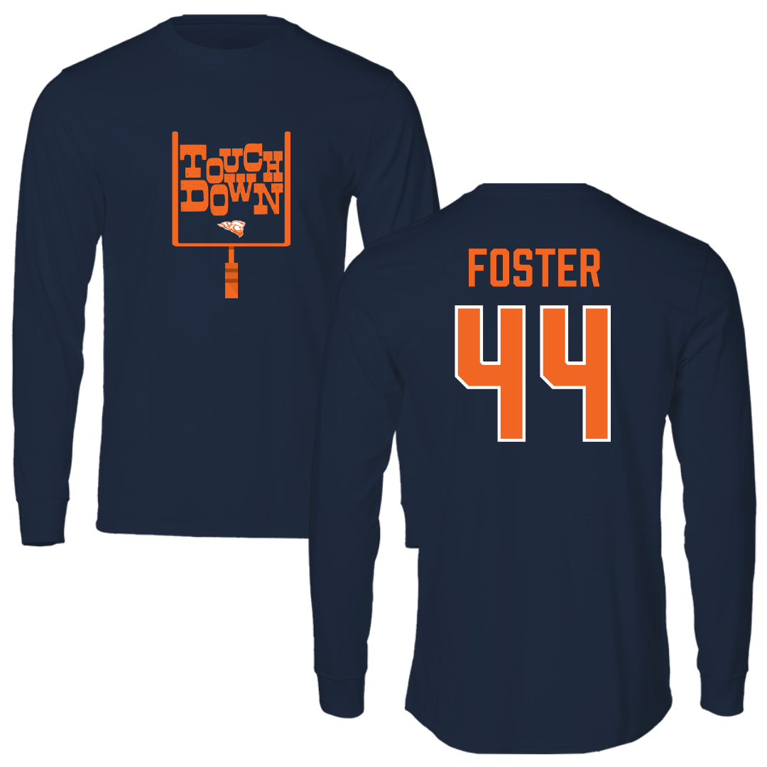 Carroll University Football Navy Touchdown Performance Long Sleeve - #44 Reid Foster