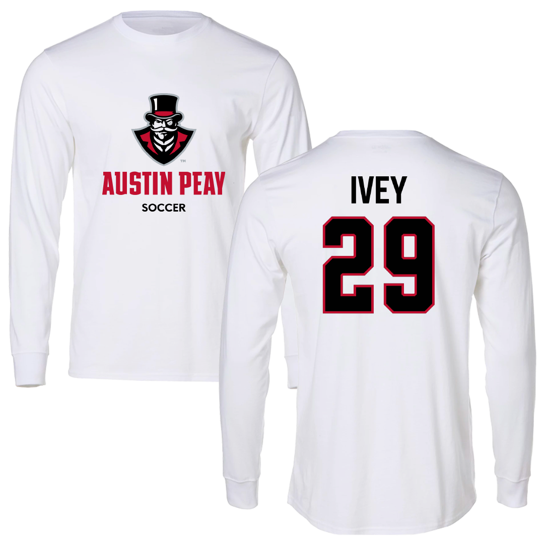 Austin Peay State University Soccer (W) White Long Sleeve - #29 Ashtyn Ivey