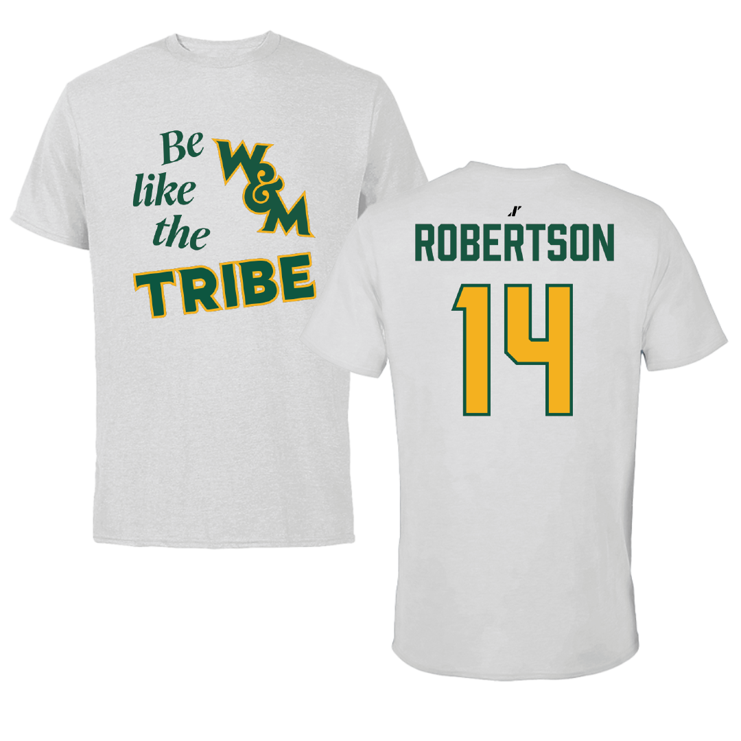 William & Mary Football Light Gray Be Like Us Tee - #14 Garrett Robertson