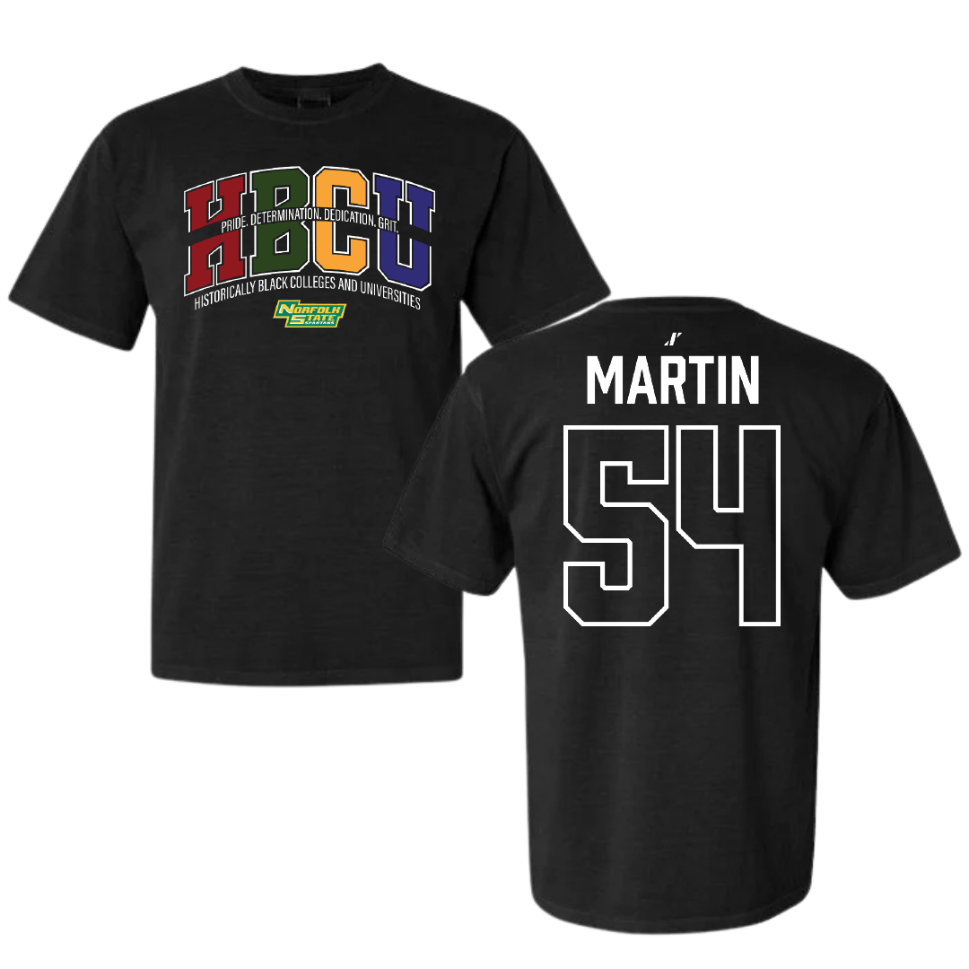 Norfolk State University Football Black HBCU Comfort Colors Tee - #54 Javontay Martin