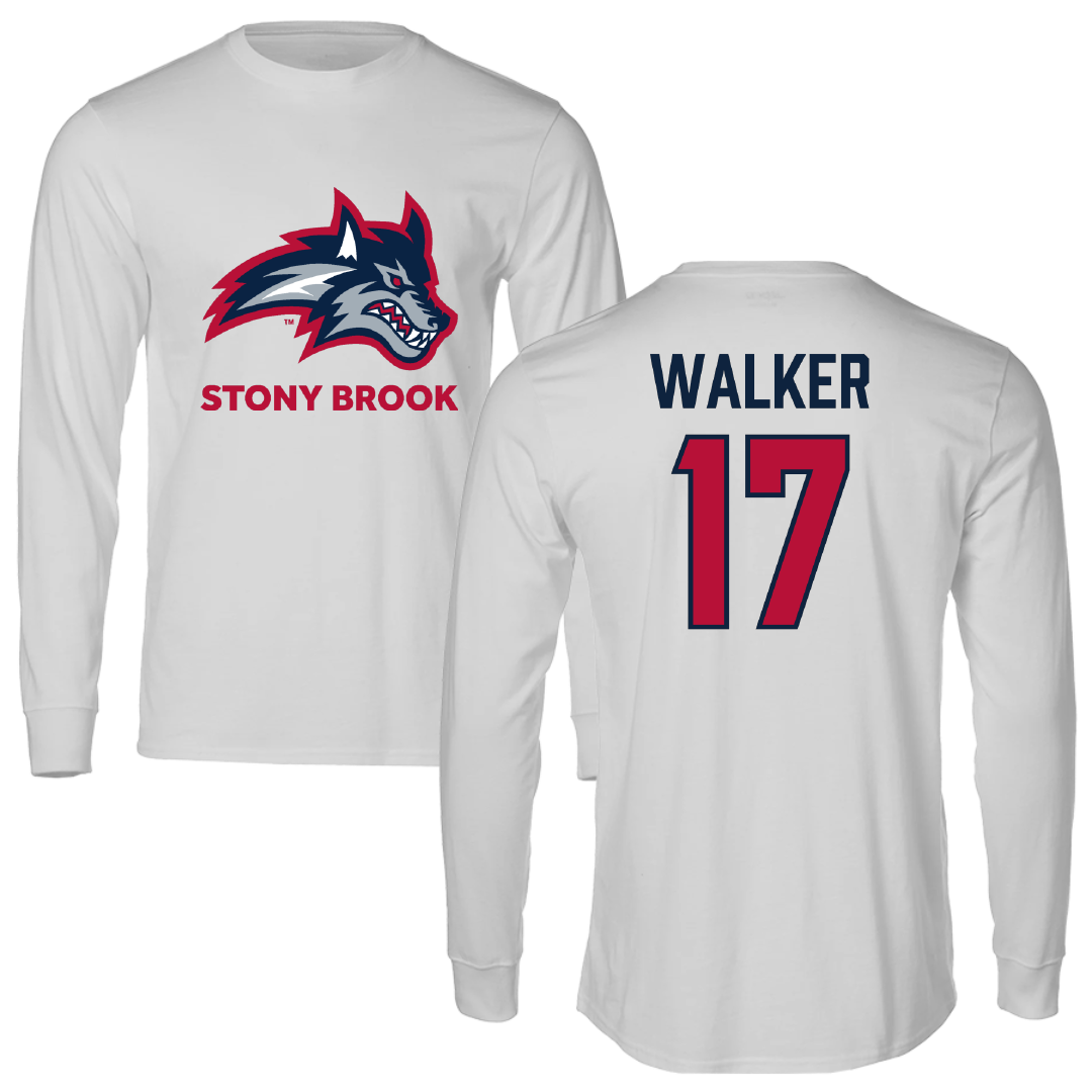 Stony Brook University Soccer Light Gray Long Sleeve - #17 Brayden Walker