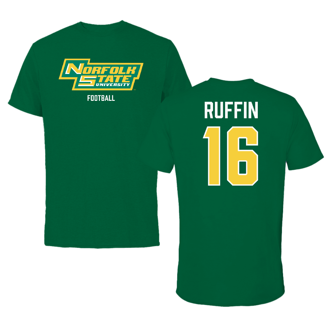 Norfolk State University Football Green Tee - #16 Christian Ruffin