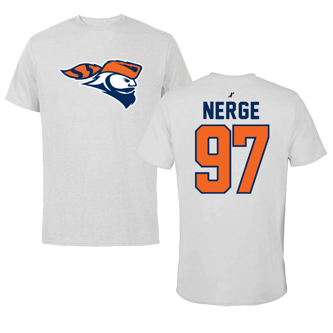 Carroll University Football Light Gray Performance Tee - #97 Ethan Nerge
