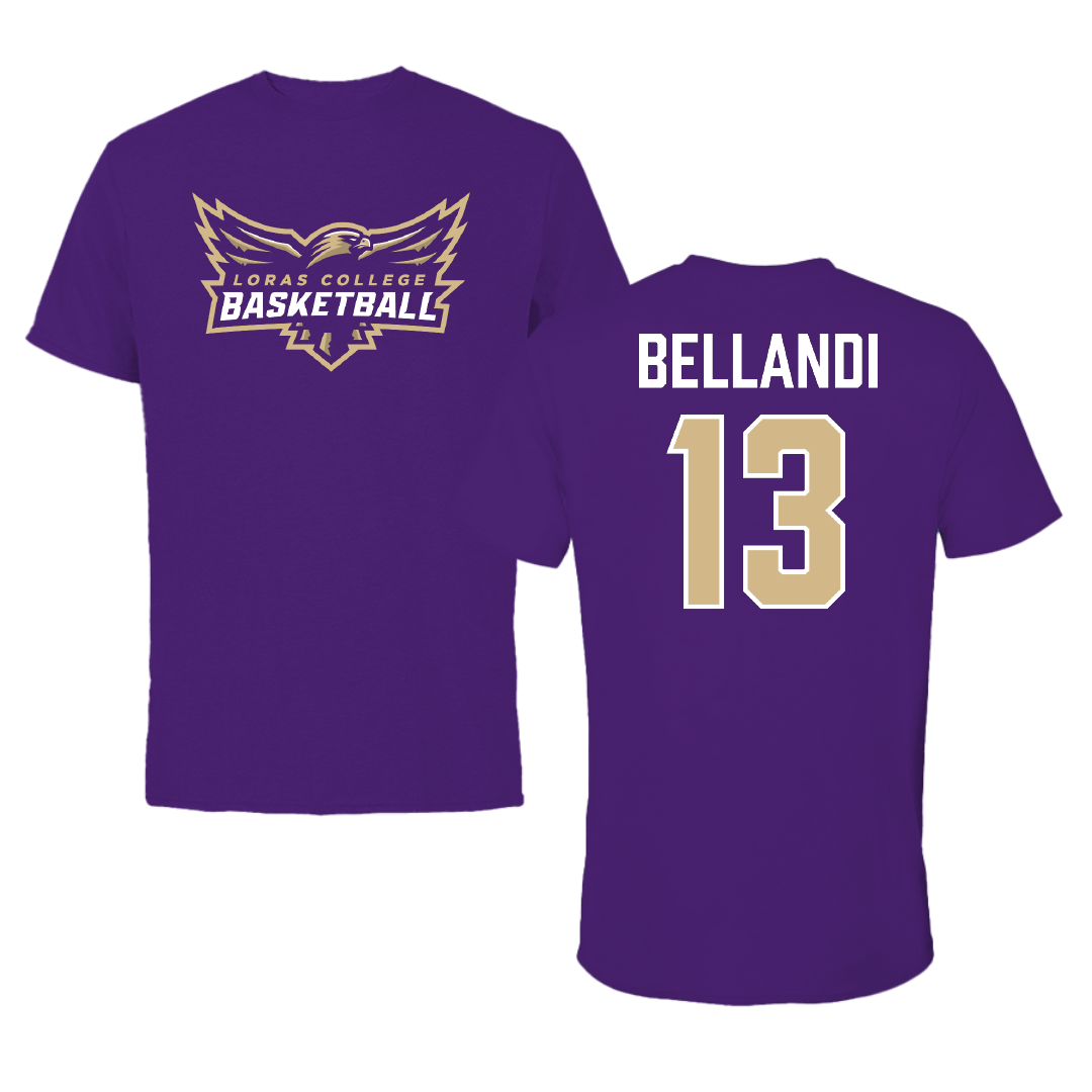 Loras College Basketball (M) Purple Basketball Performance Tee - #13 Valentino Bellandi