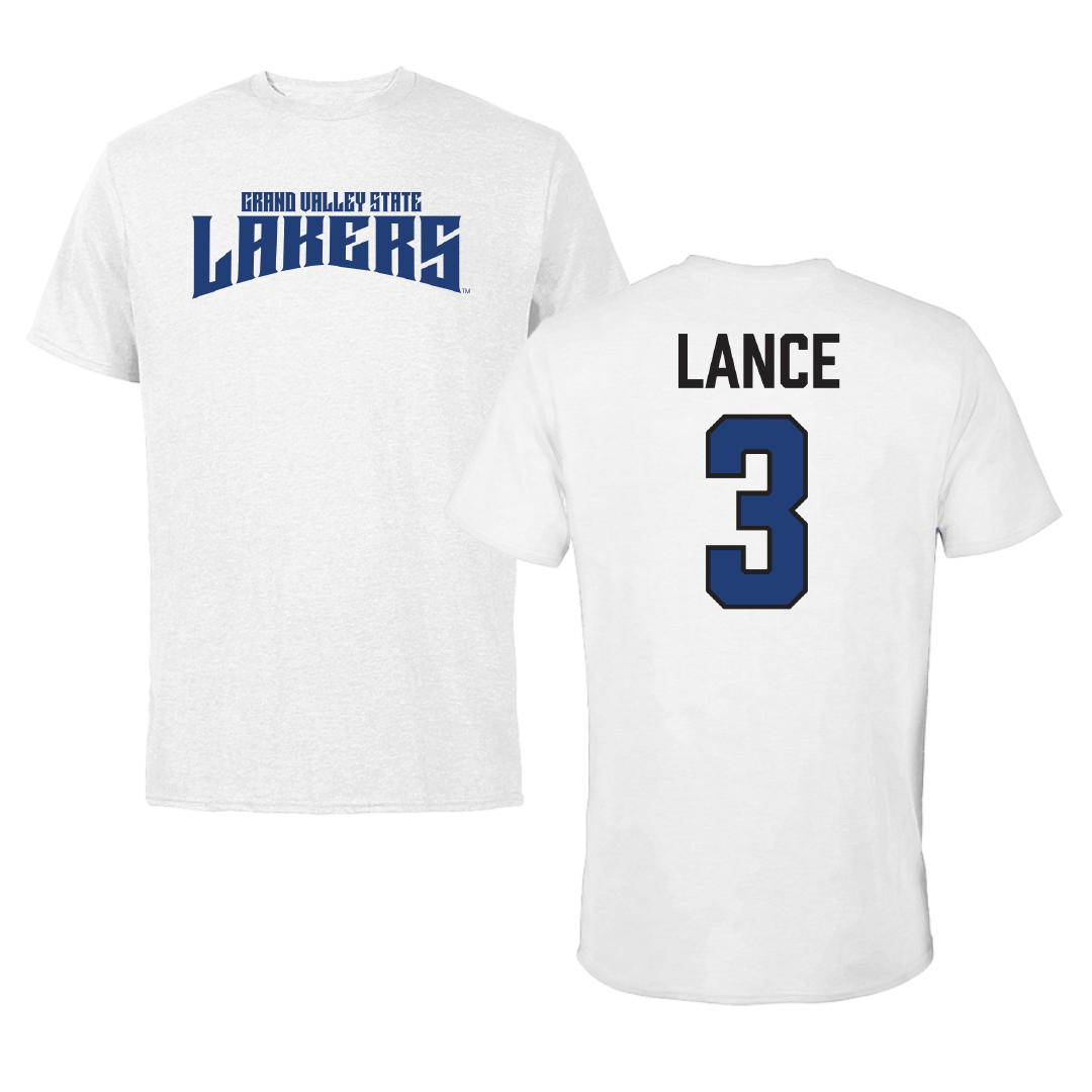 Grand Valley State University Soccer (W) White Classic Performance Tee - #3 Cole Lance