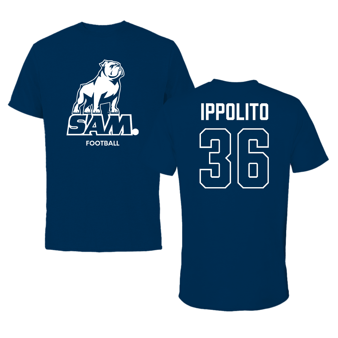 Samford University Football Navy Performance Tee - #36 Ty Ippolito