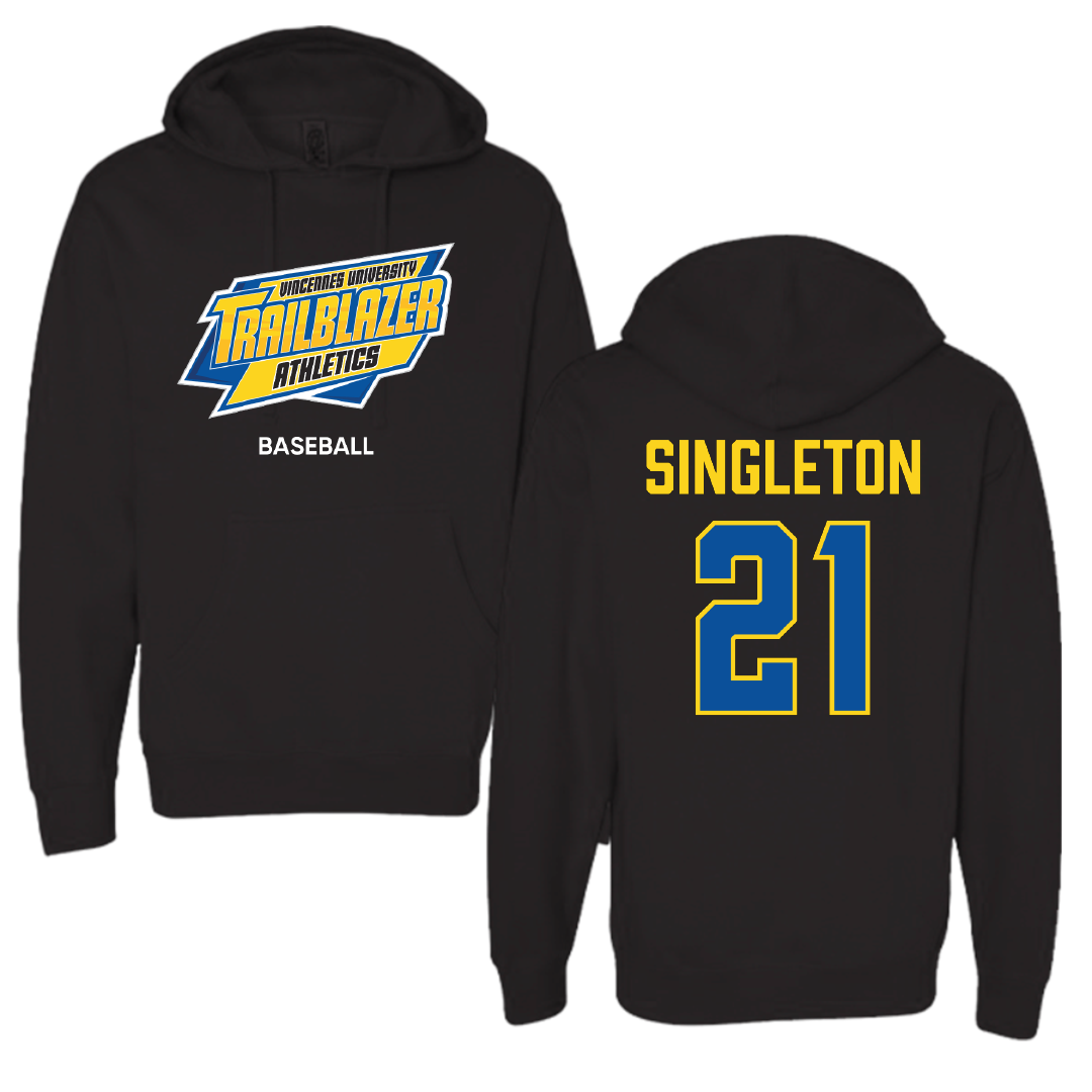 Vincennes University Baseball Black Hoodie - #21 Tyler Singleton