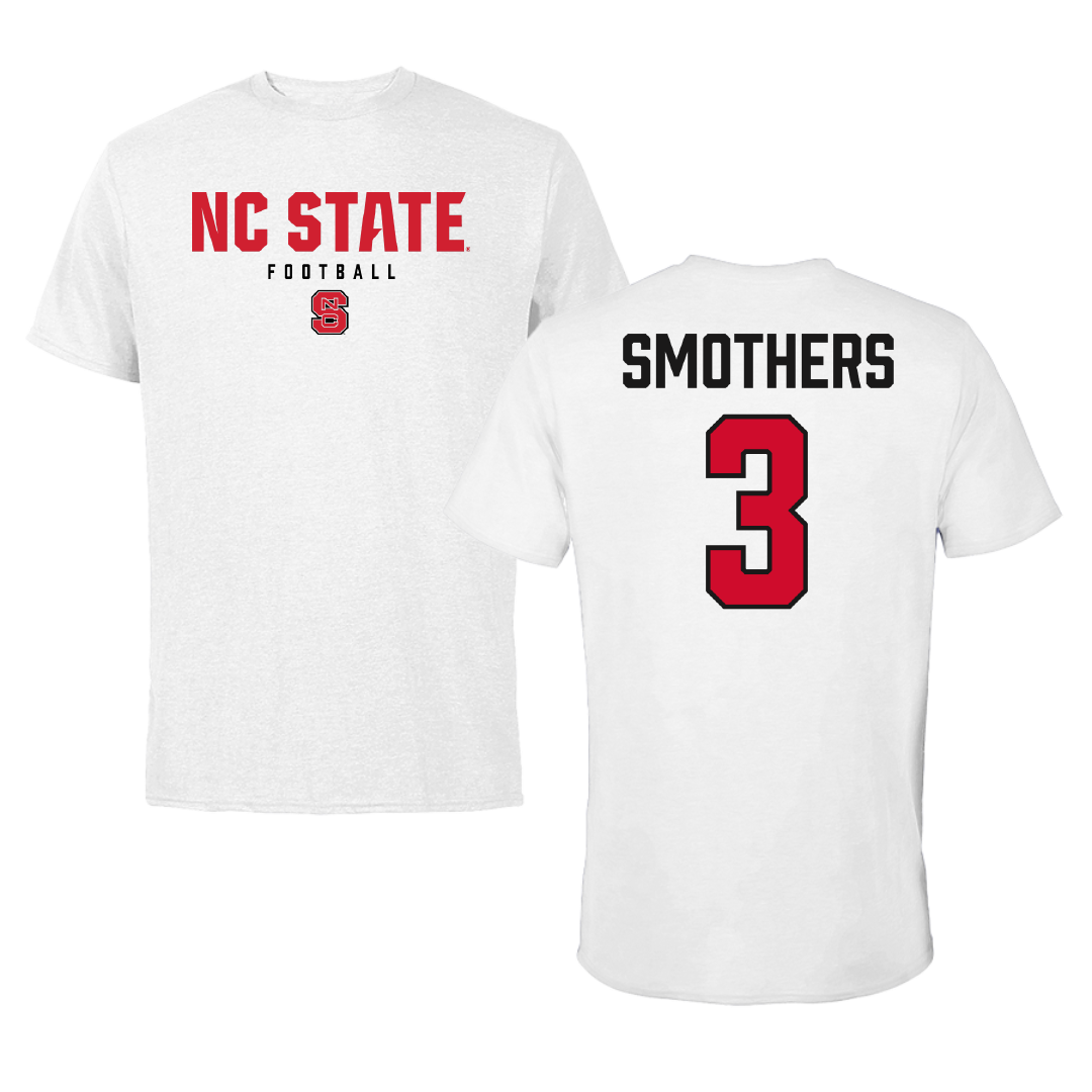 North Carolina State University Football White Tee - #3 Hollywood Smothers