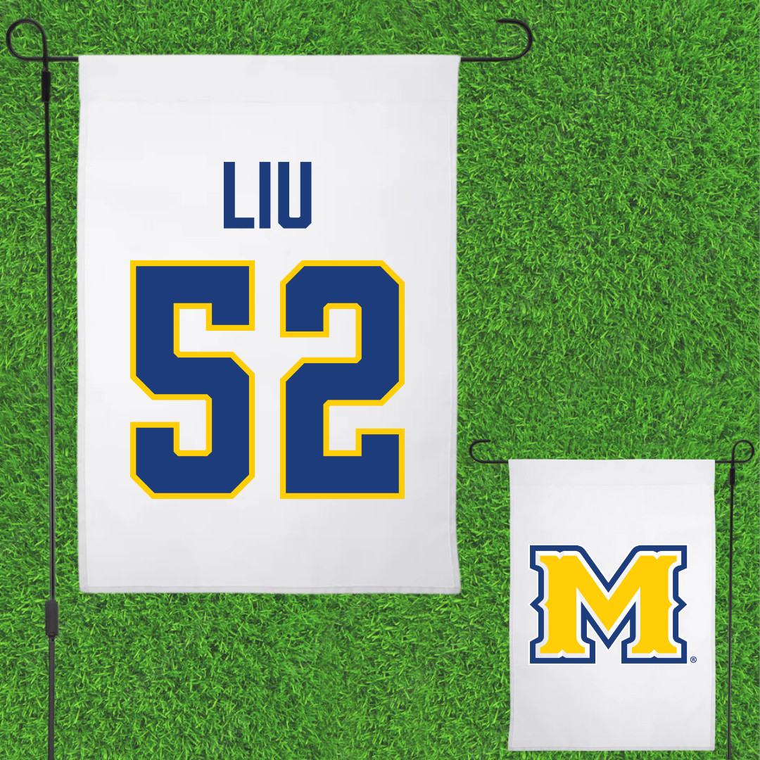 McNeese State University Football White Garden Flag - #52 Sam Liu