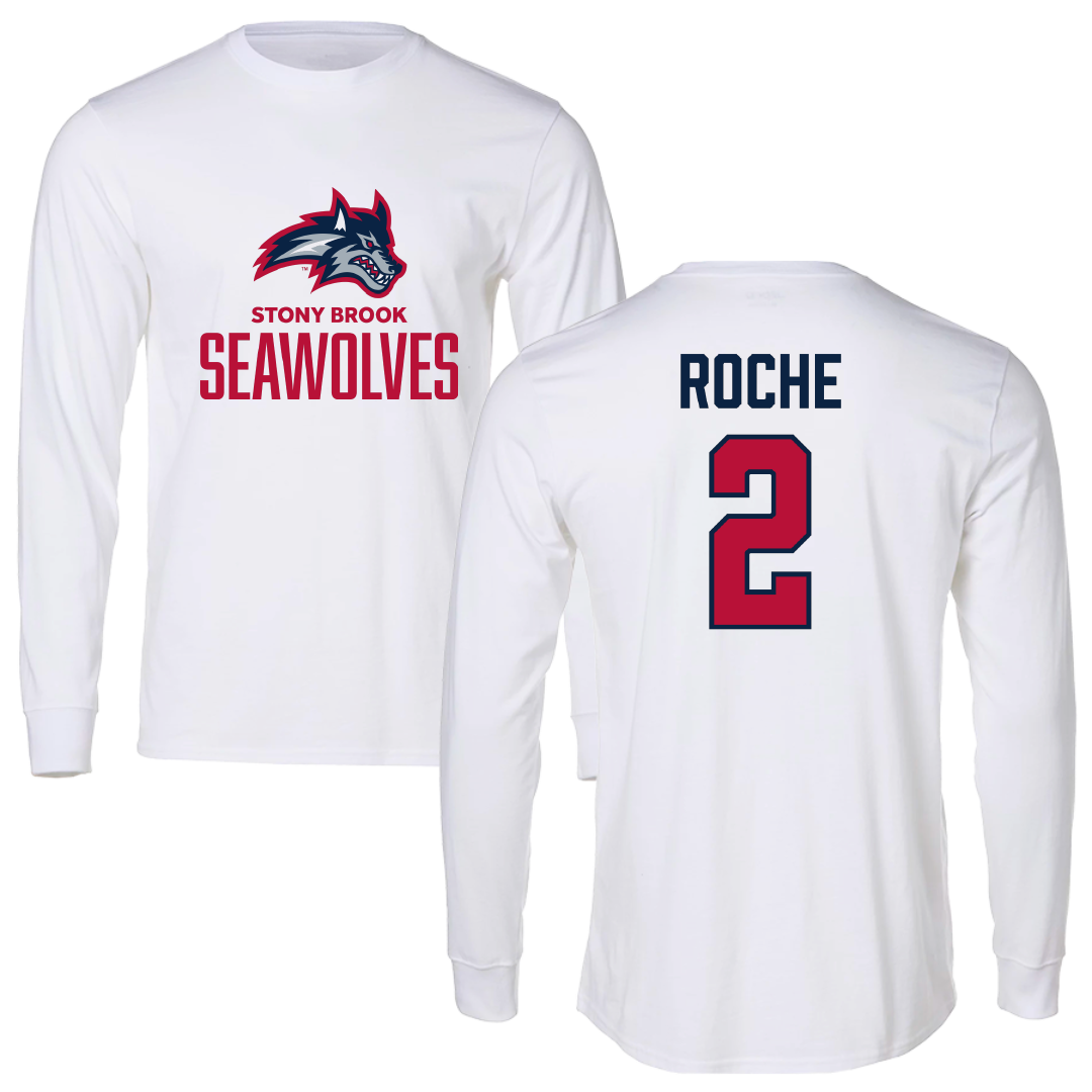 Stony Brook University Soccer White Long Sleeve - #2 Abigail Roche