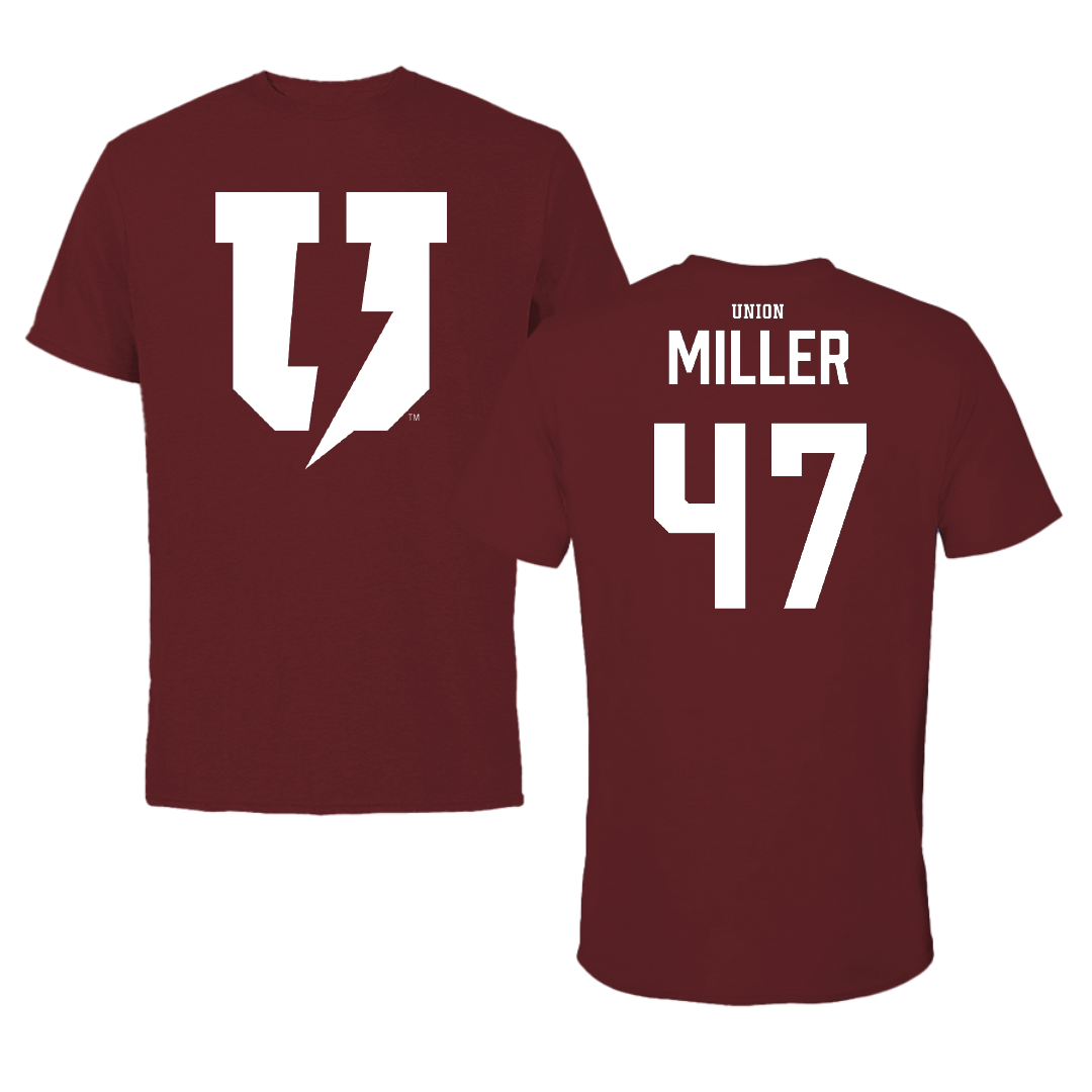 Union College Baseball Maroon Tee - #47 Lucas Miller