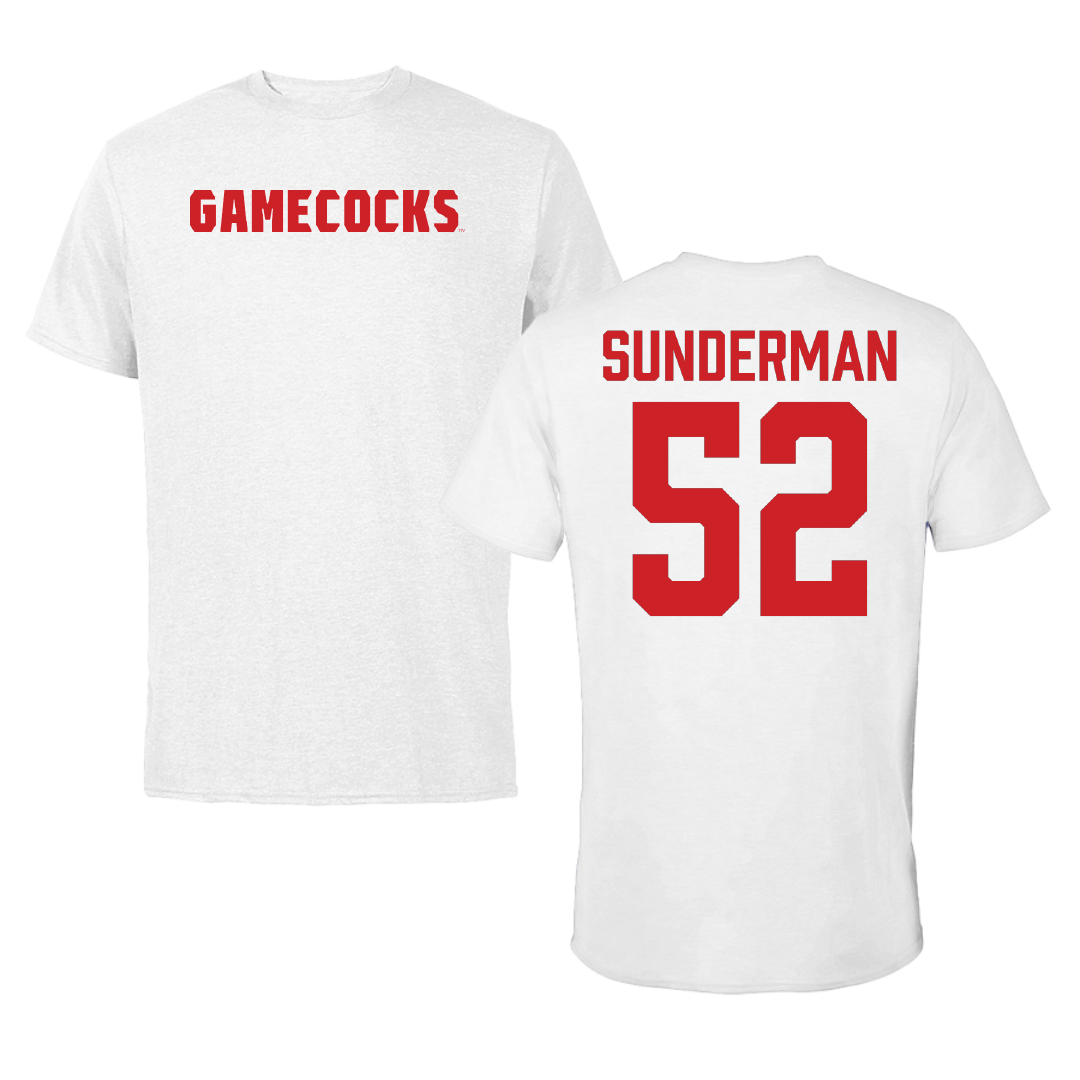 Jacksonville State University Football White Tee - #52 Maddox Sunderman