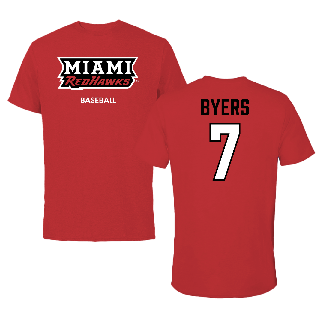Miami University (Ohio) Baseball Red Tee - #7 Carson Byers