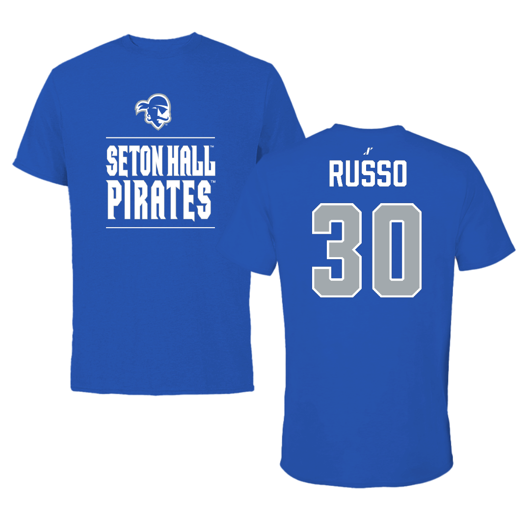 Seton Hall University Baseball Blue General Performance Tee - #30 Zach Russo