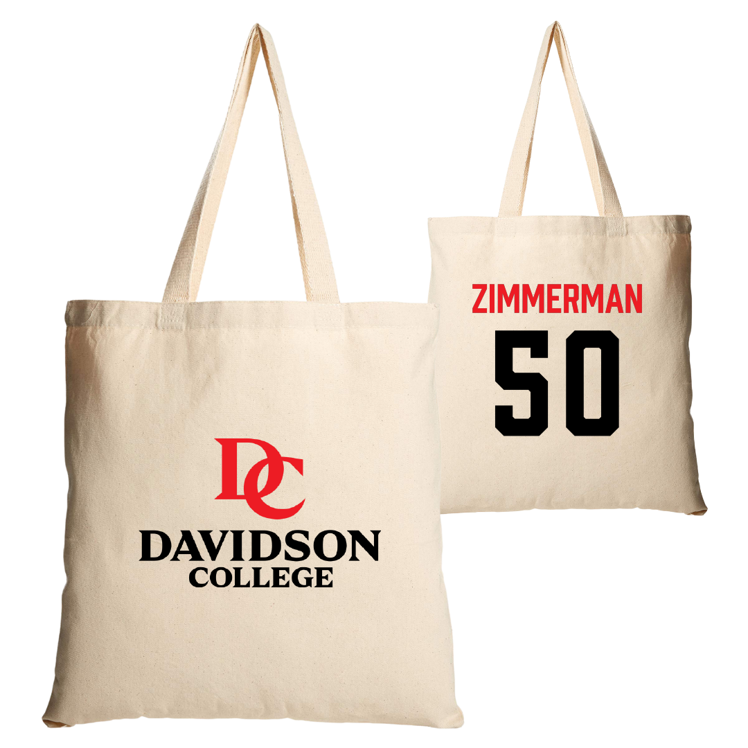 Davidson College Basketball Tan Canvas Tote Bag - #50 Luke Zimmerman