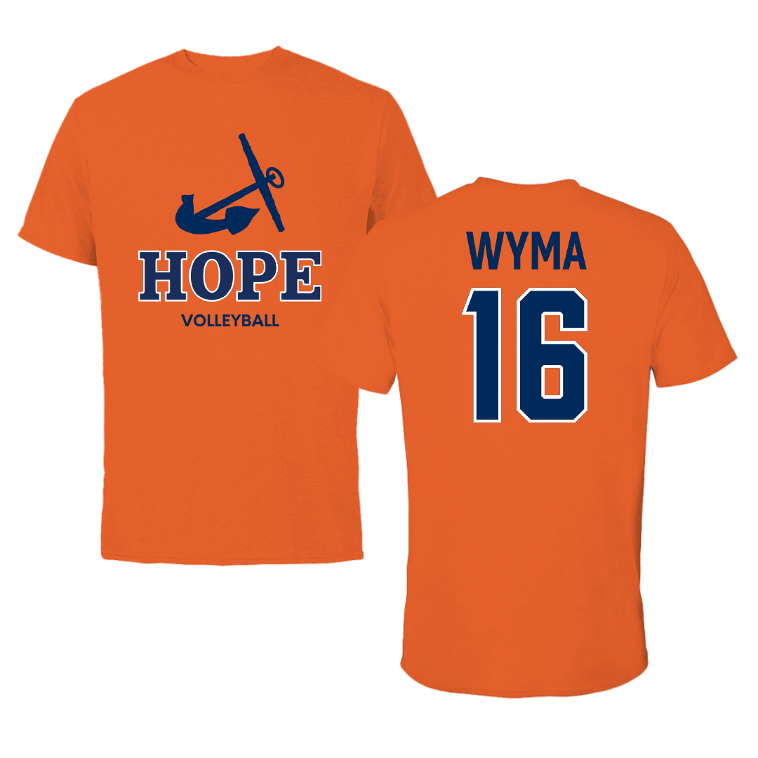 Hope College Volleyball (W) Orange Performance Tee - #16 Olivia Wyma