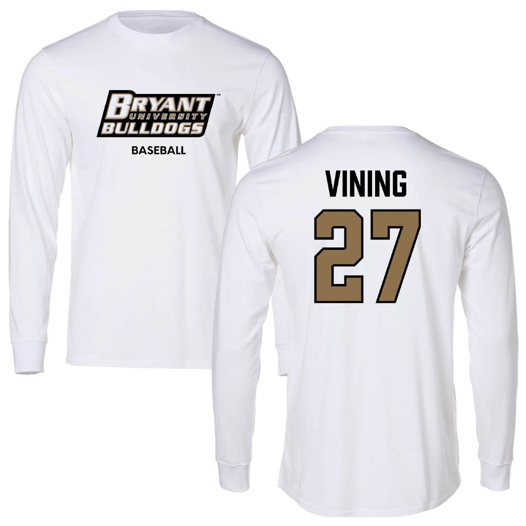 Bryant University Baseball White Performance Long Sleeve - #27 Aidan Vining