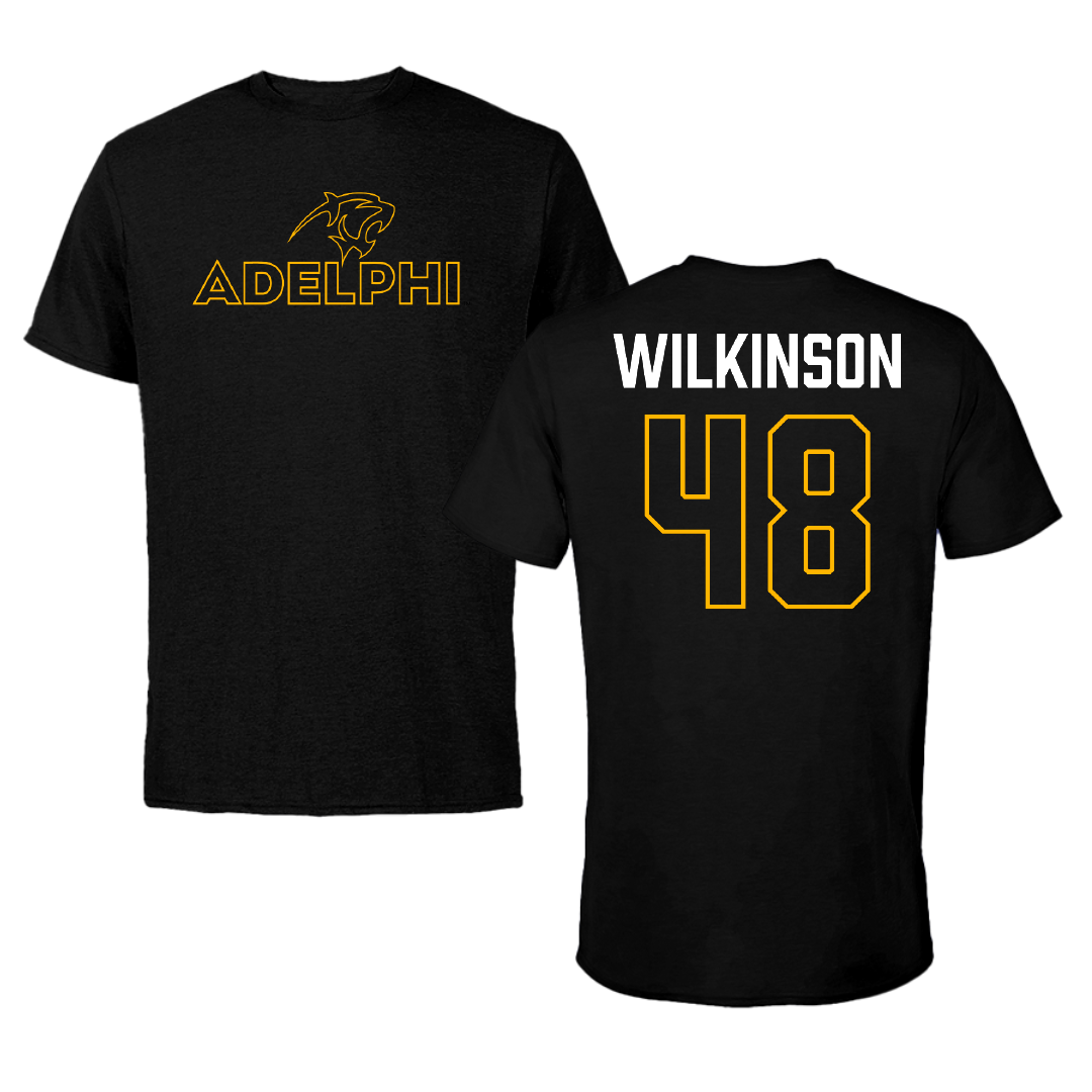 Adelphi University Baseball Black Performance Tee - #48 Justin Wilkinson