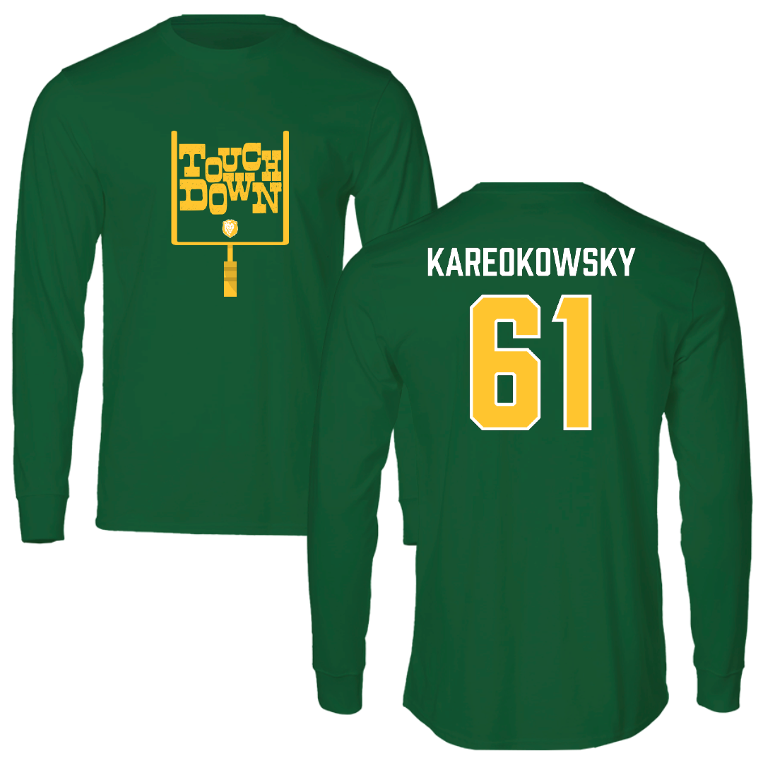 Southeastern Louisiana University Football Green Touchdown Performance Long Sleeve - #61 Holden Kareokowsky