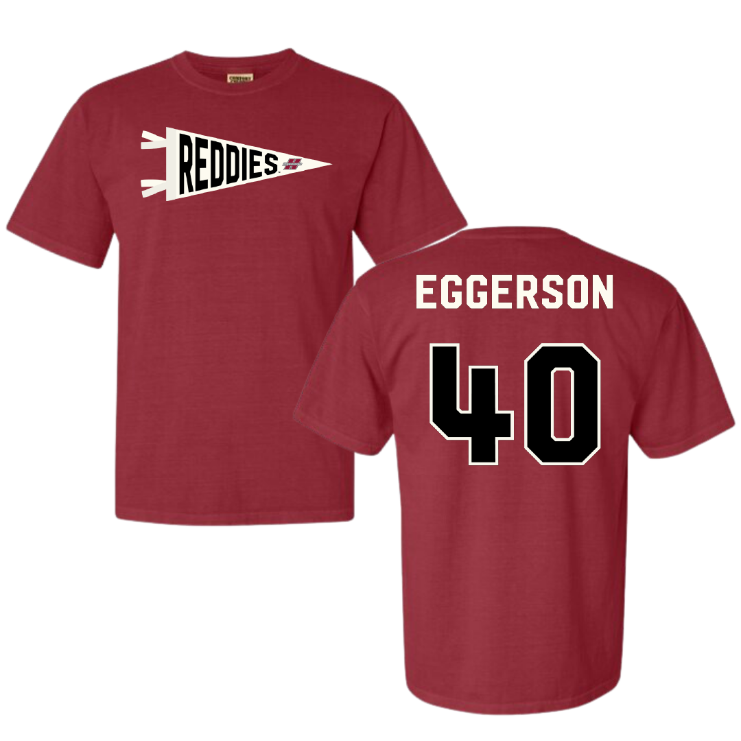 Henderson State University Baseball Crimson Pennant Comfort Colors Tee - #40 Anthony Eggerson