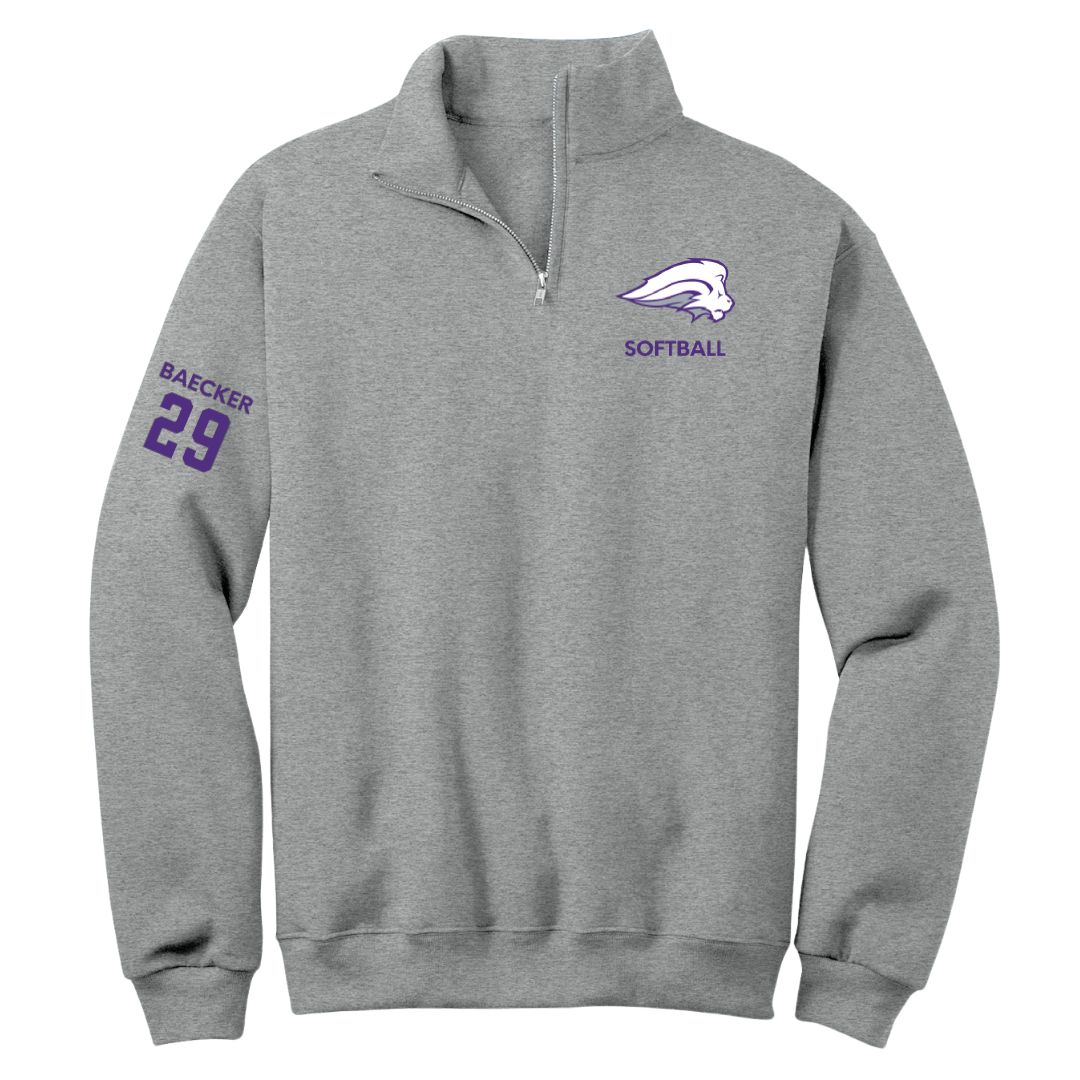 Nelson University Softball Sport Gray Quarter-Zip - #29 Gavrielle Baecker