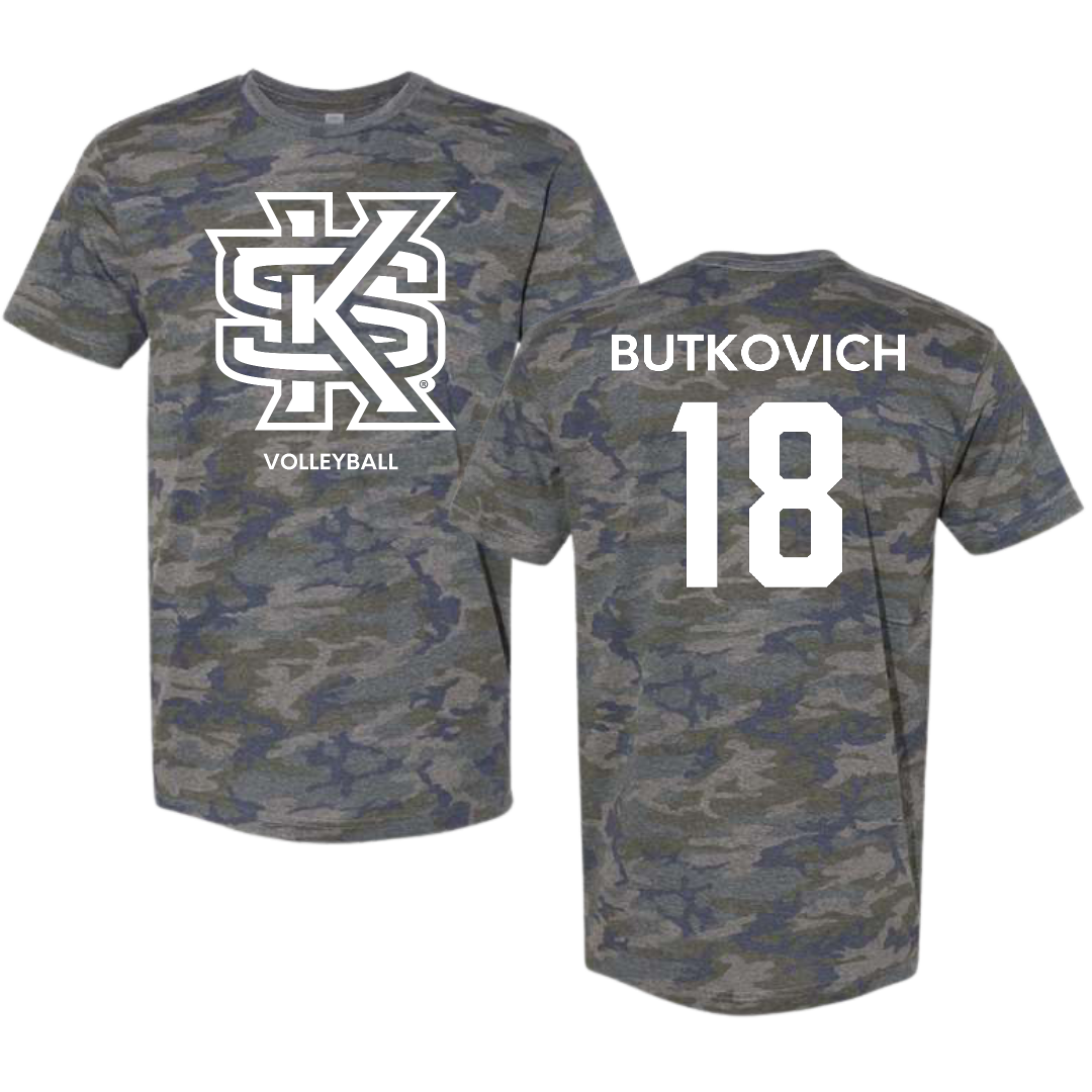 Kennesaw State University Volleyball (W) Vintage Camo Tee - #18 Maggie Butkovich