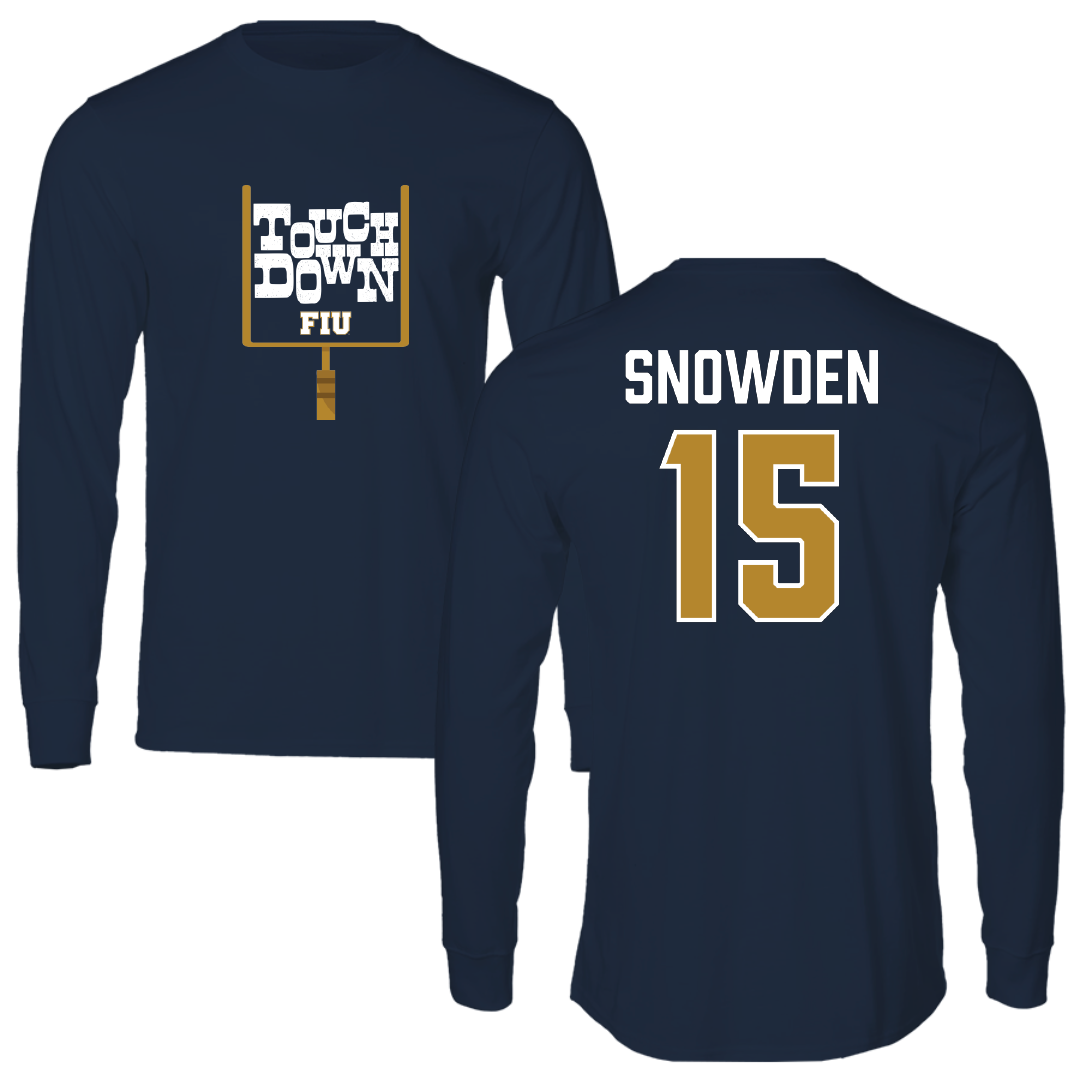 Florida International University Football Navy Touchdown Long Sleeve - #15 TJ Snowden
