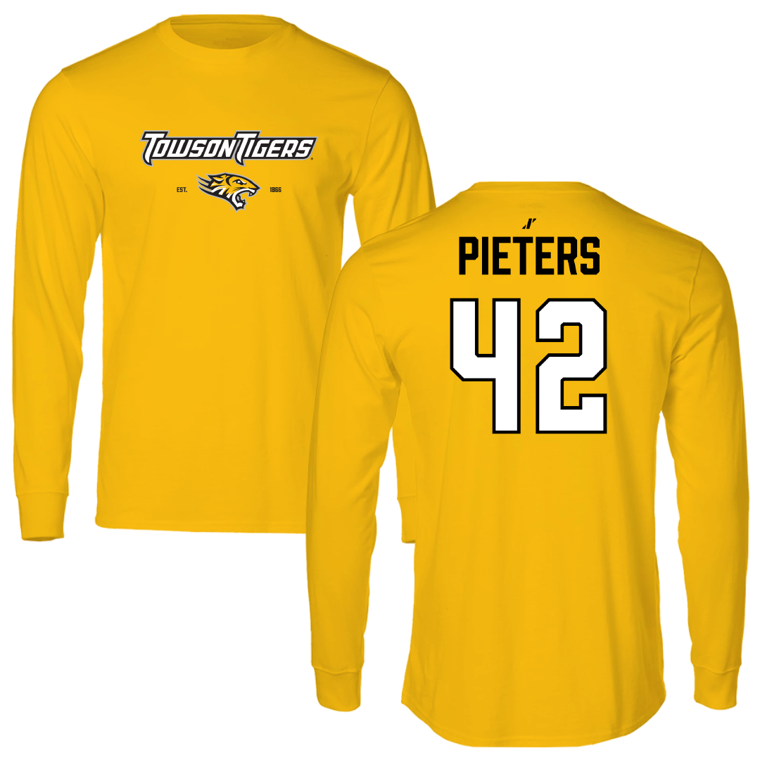 Towson University Softball Gold General Performance Long Sleeve - #42 Jessa Pieters