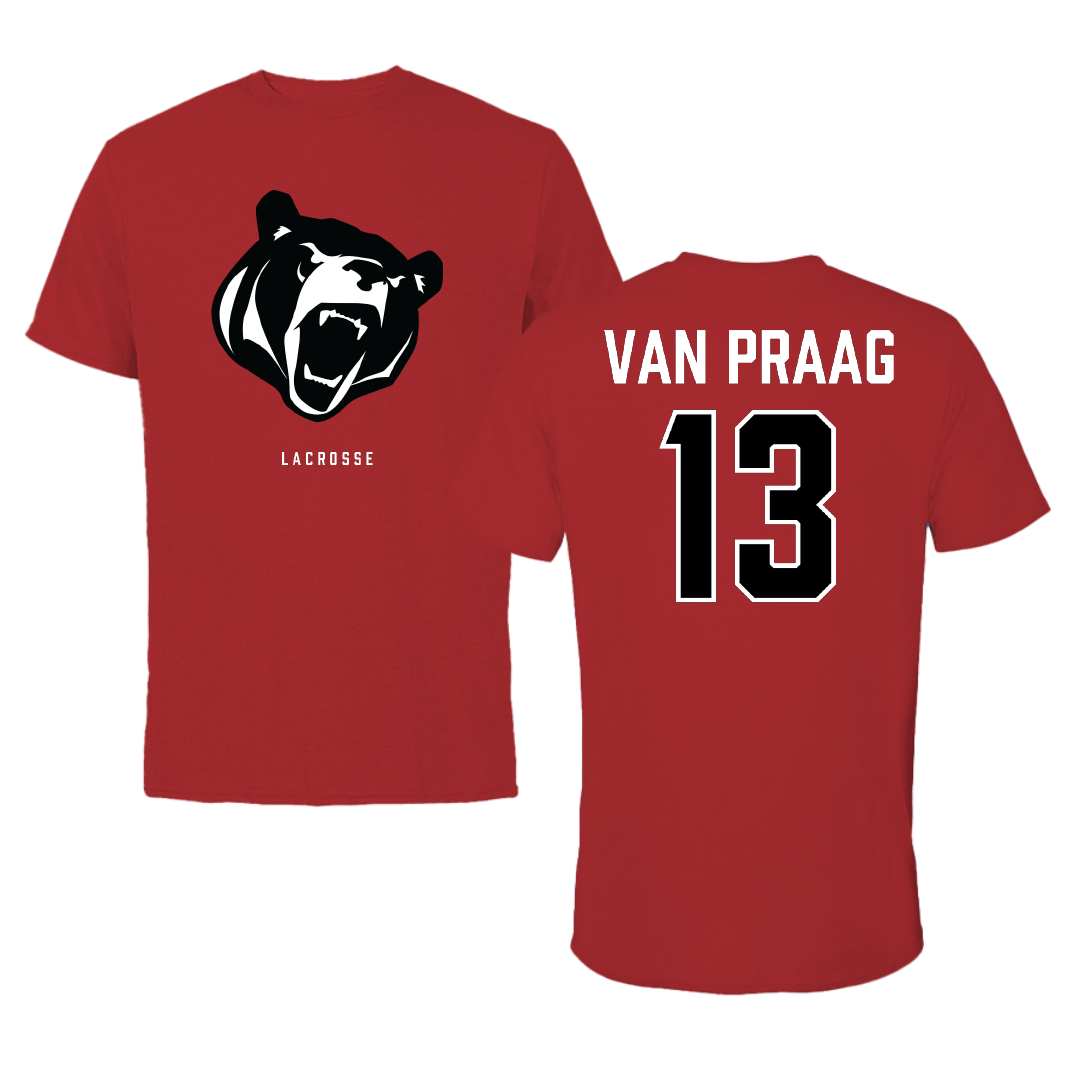 Lenoir-Rhyne University Lacrosse Canvas Red Bears Tee - #13 Sascha Van Praag