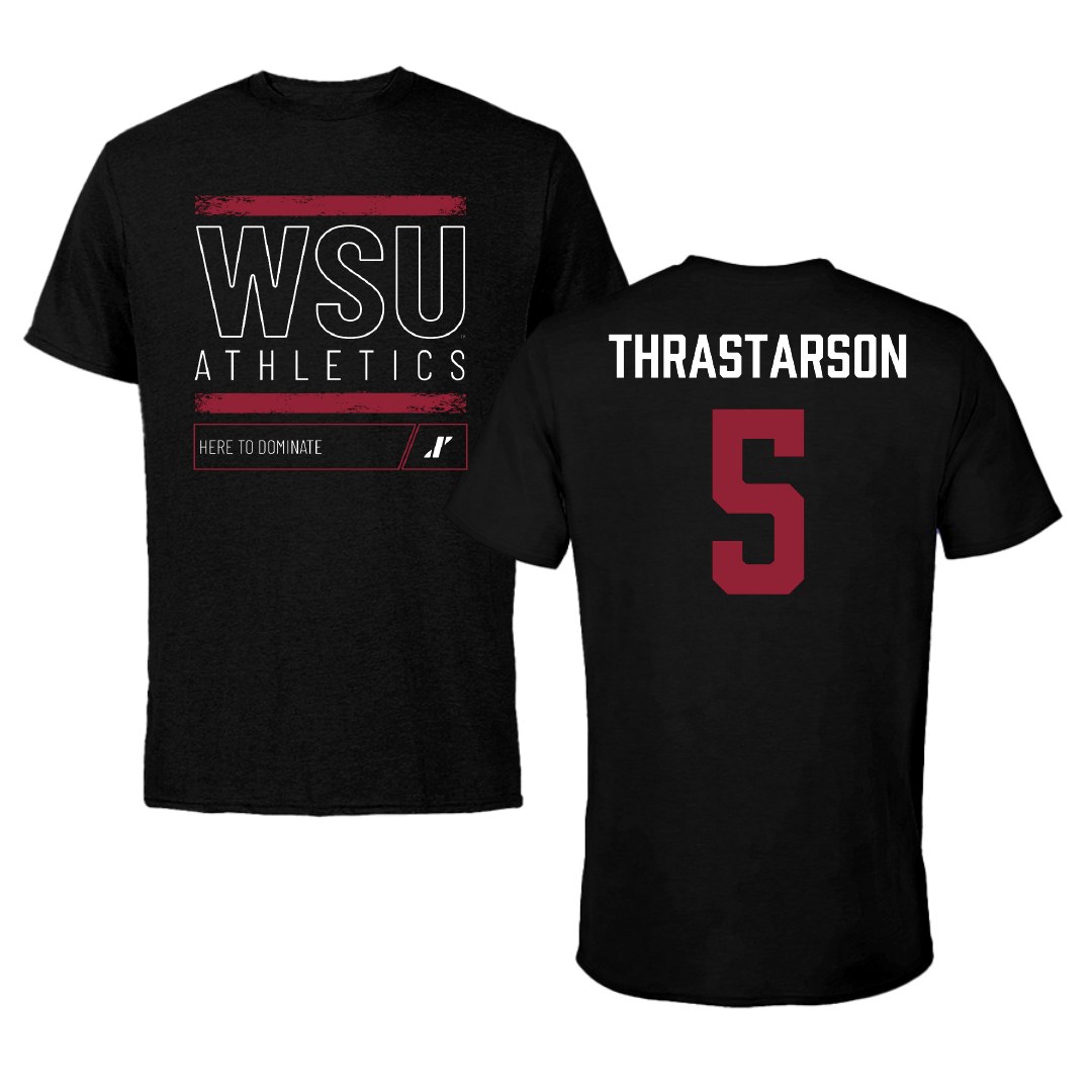 Washington State University Basketball (M) Black Dominate Tee - #5 Tómas Thrastarson