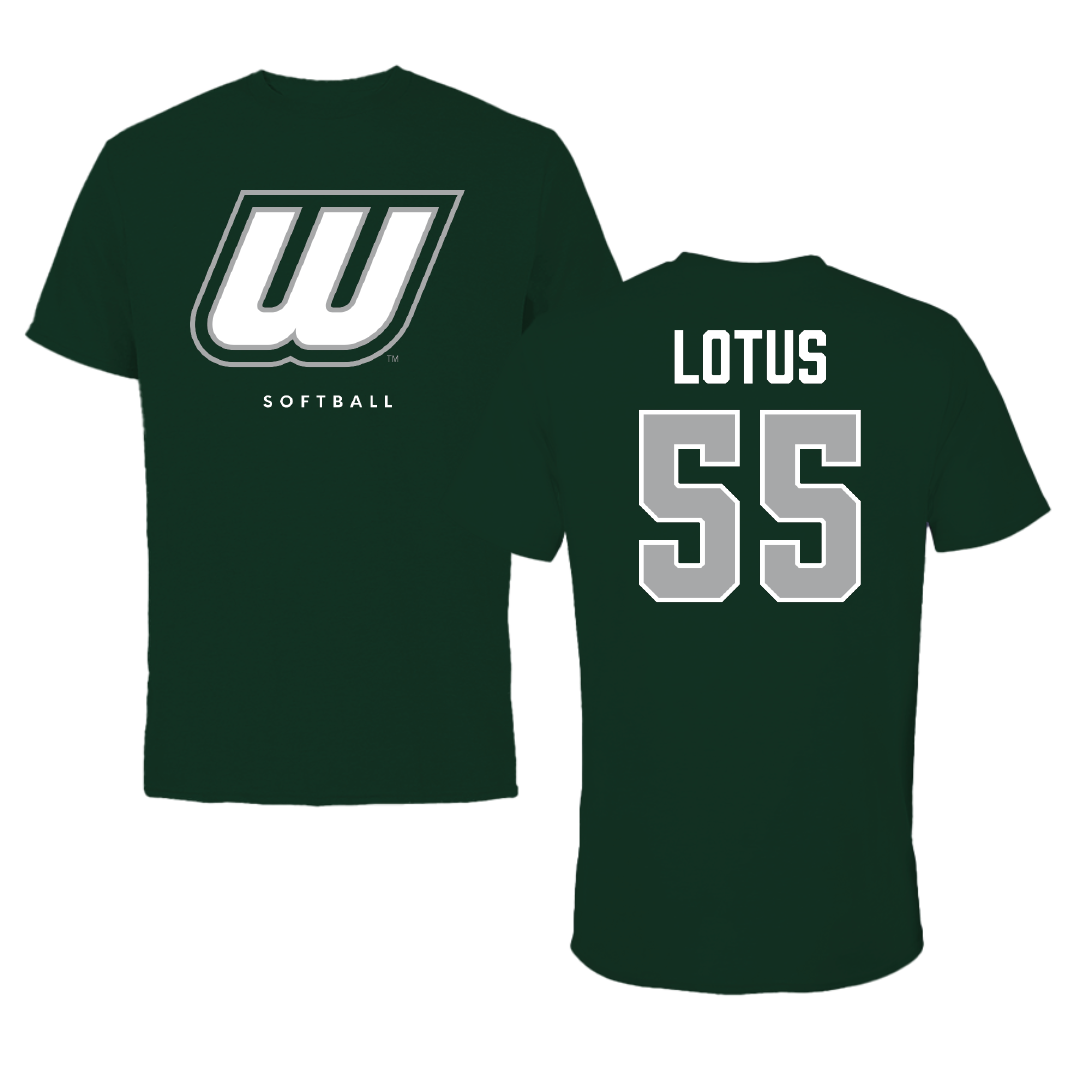 Wagner College Softball Forest Green Performance Tee - #55 Samantha Lotus