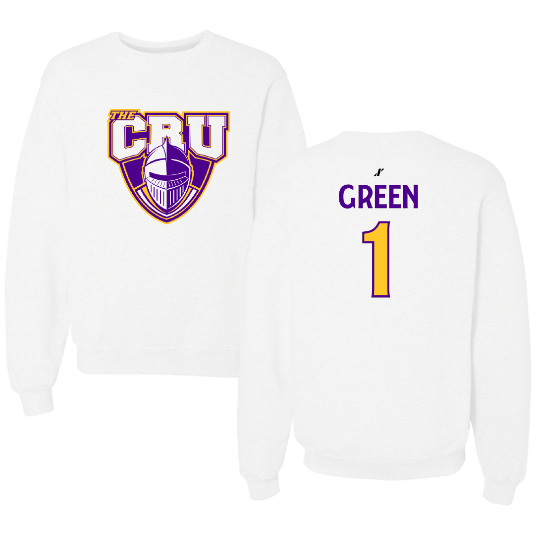 University of Mary Hardin-Baylor Beach Volleyball White Crewneck - #1 Julianna Green