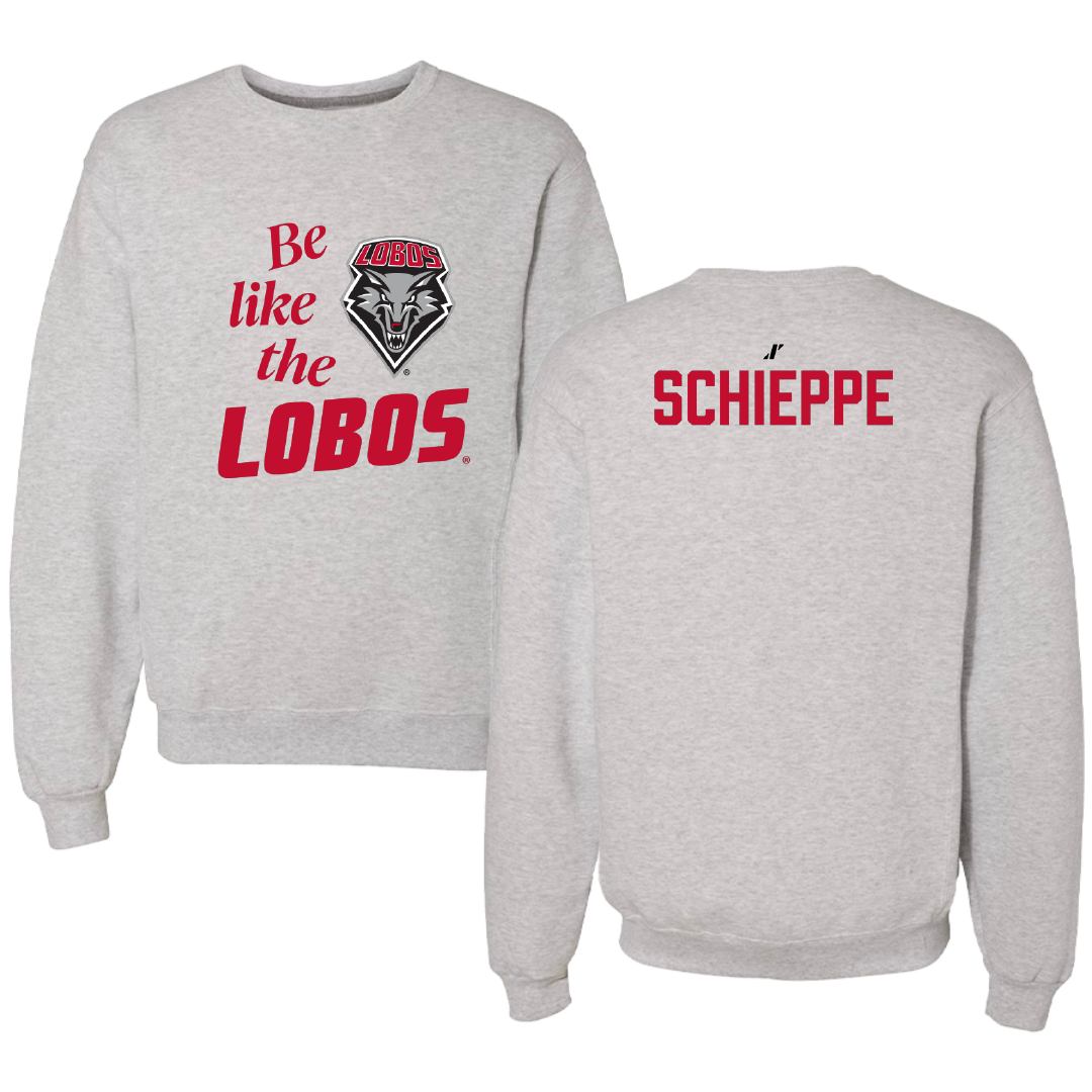 University of New Mexico TF and XC Light Gray Be Like Us Crewneck - Peyton Schieppe