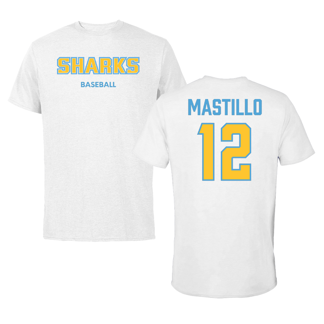 Long Island University Baseball White Sharks Tee - #12 Jake Mastillo