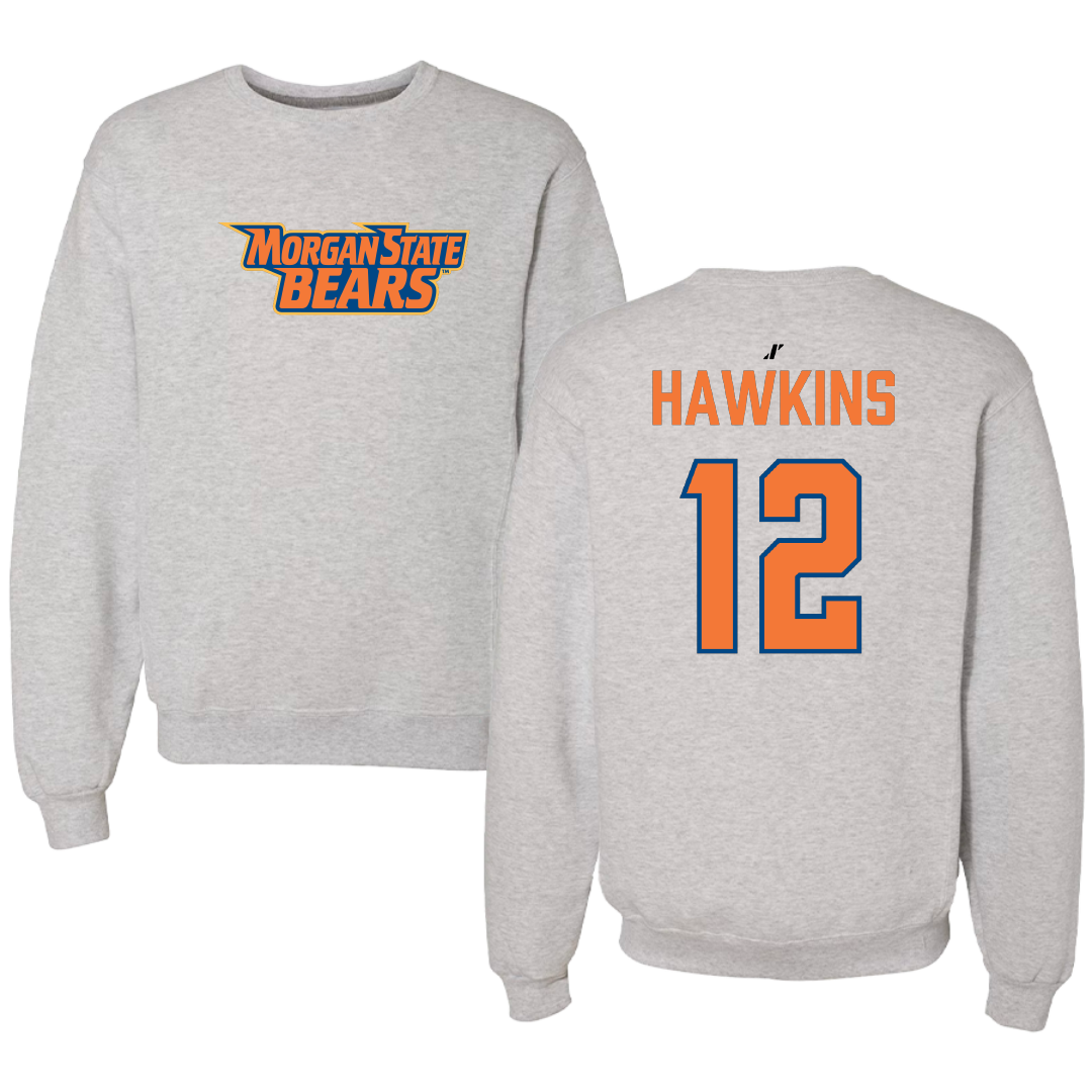 Morgan State University Lacrosse (M) Light Gray Crewneck - #12 Derek Hawkins