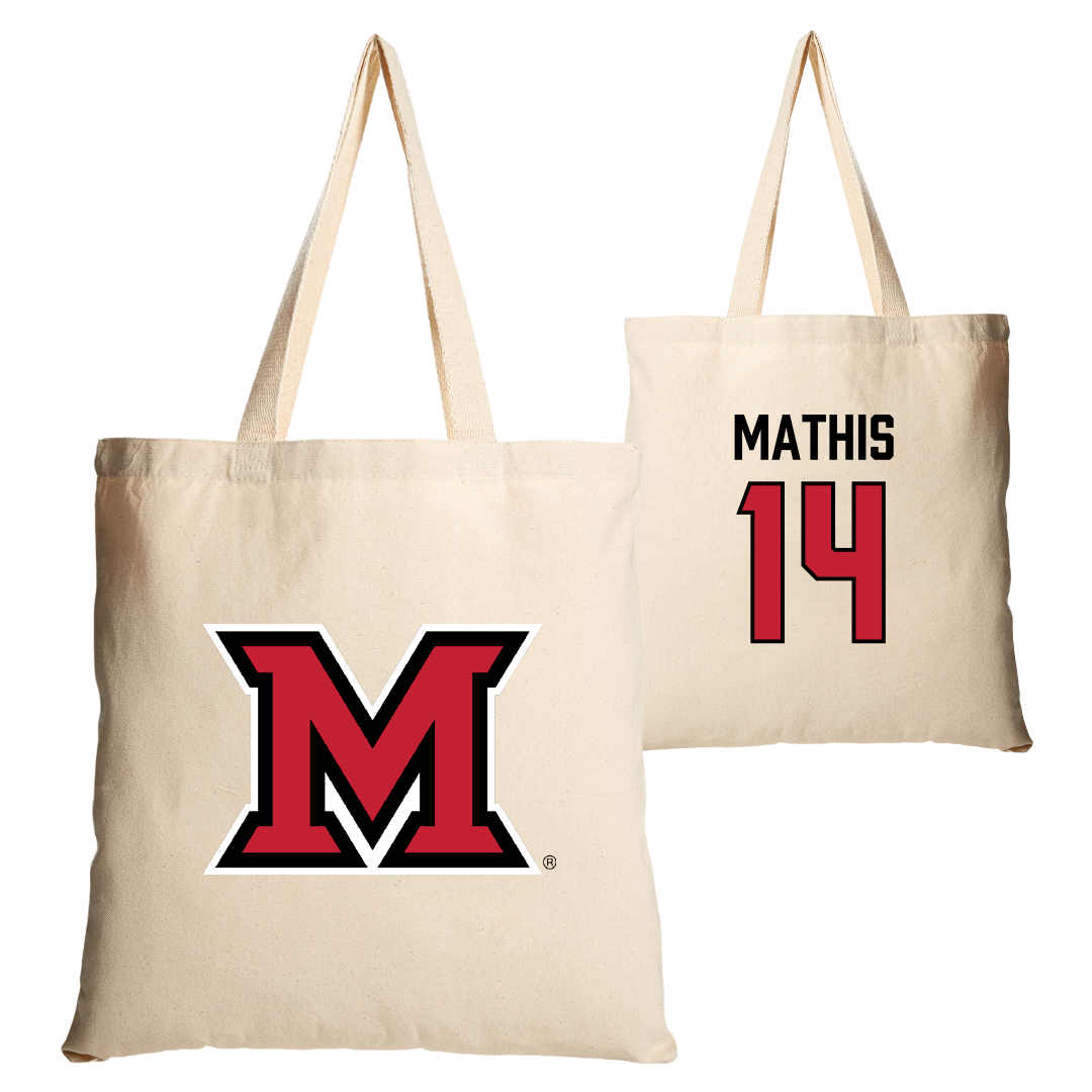 Miami University (Ohio) Softball Tan Canvas Tote Bag - #14 Leila Mathis