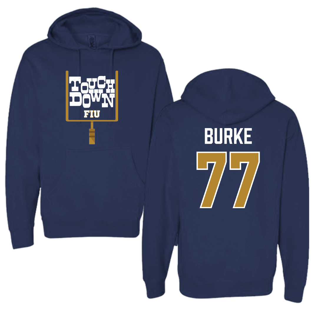 Florida International University Football Navy Touchdown Hoodie - #77 Travis Burke