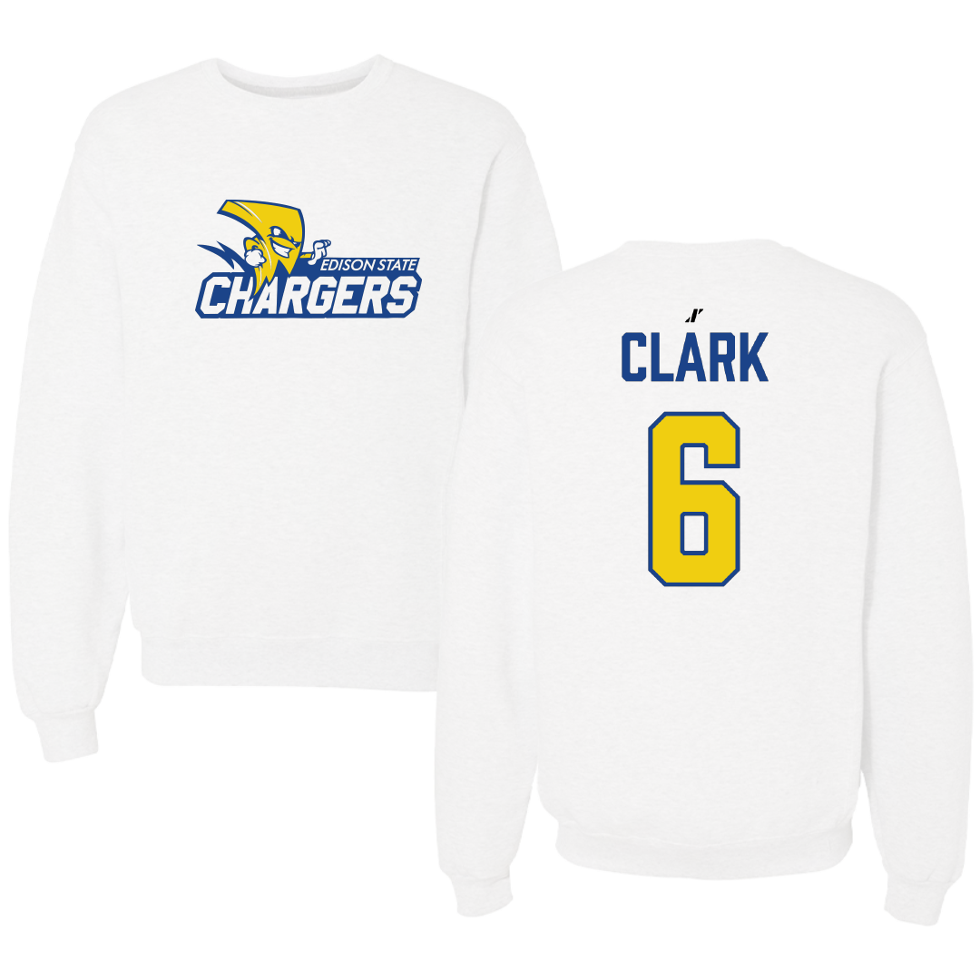 Edison State Community College Baseball White Crewneck - #6 Jackson Clark