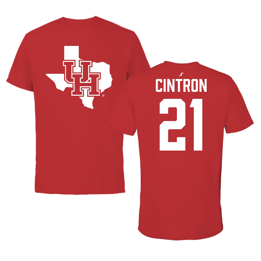 University of Houston Softball Red State Tee - #21 Isabel Cintron