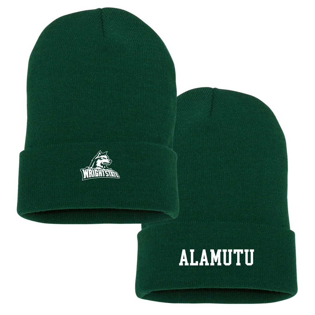 Wright State University Basketball (M) University Green Beanie - #2 Sam Alamutu