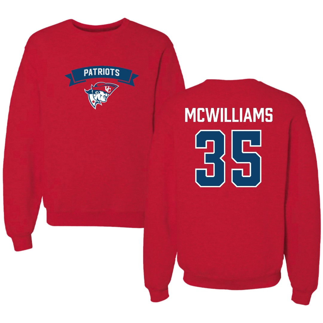 University of the Cumberlands Football Red General Crewneck - #35 Damian McWilliams