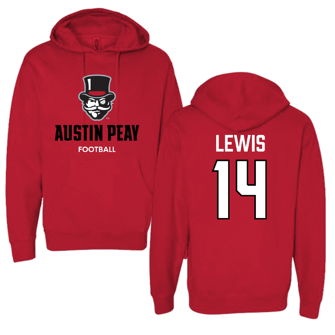 Austin Peay State University Football Red Hoodie - #14 Christian Lewis